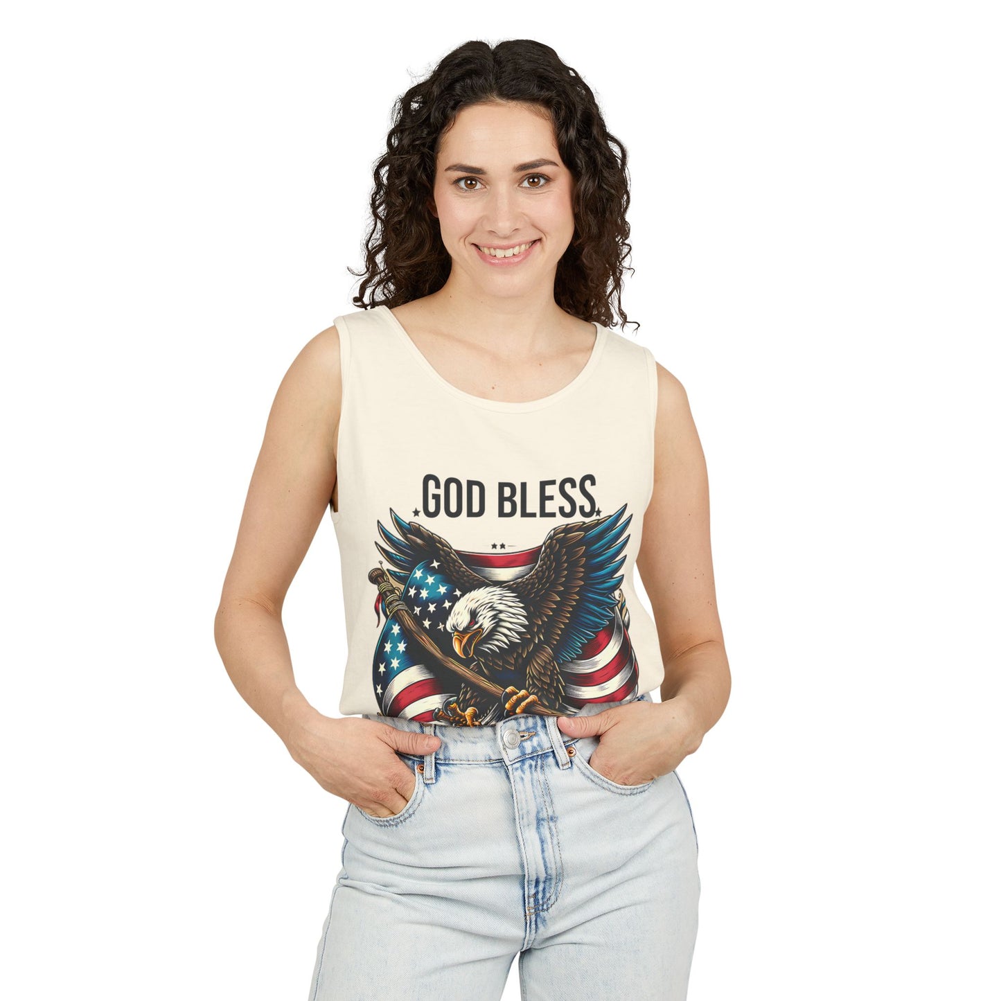 God Bless America Eagle Tank Top — Patriotic American Flag Graphic Tank