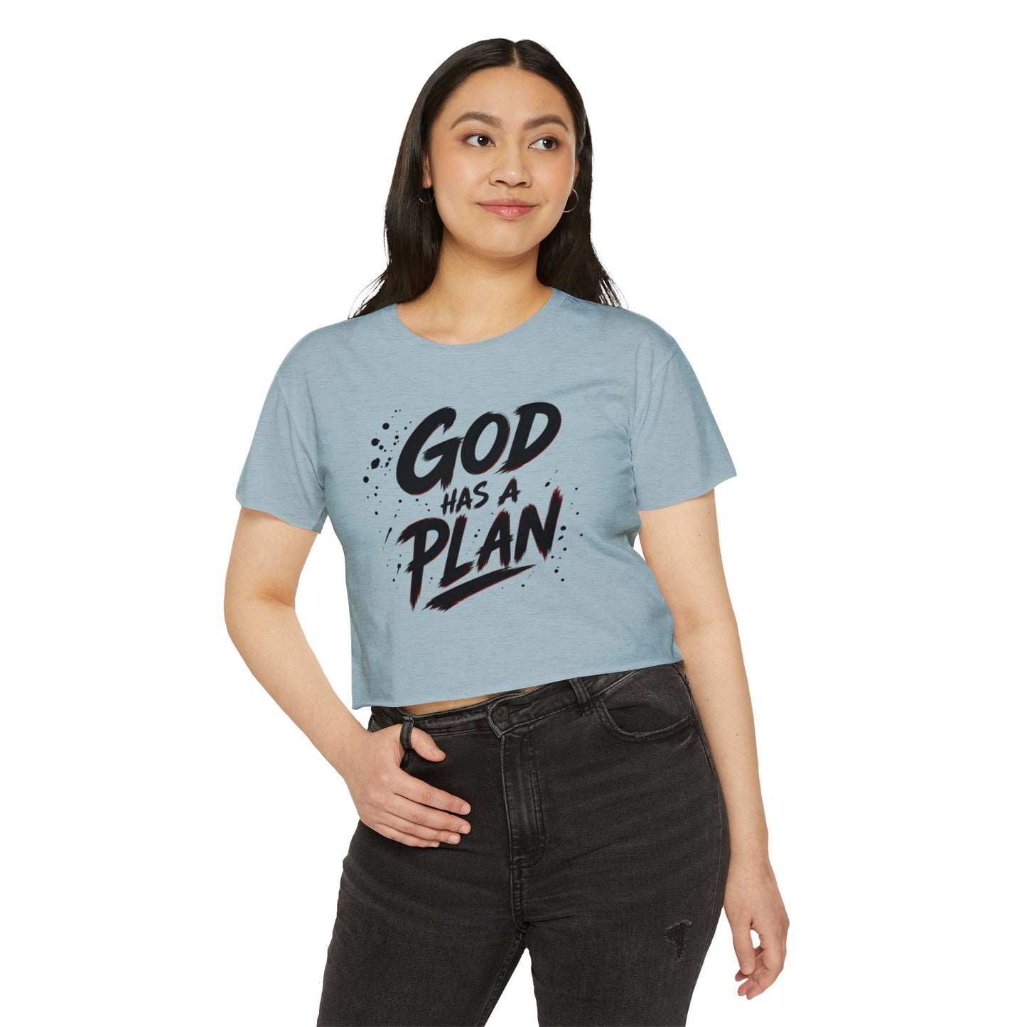 God Has a Plan Crop Top — Women's Faith Graphic Festival Tee
