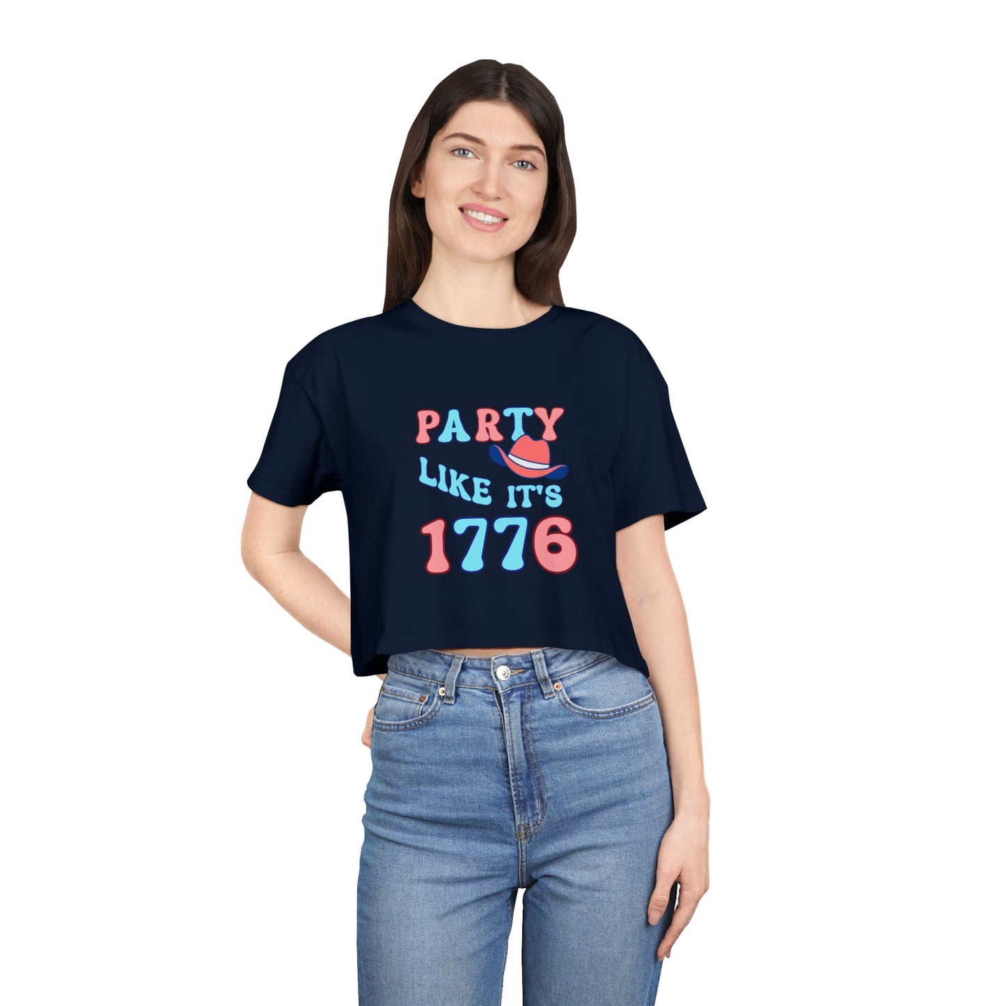 Party Like It's 1776 Crop Tee — Patriotic 4th of July Women's Shirt