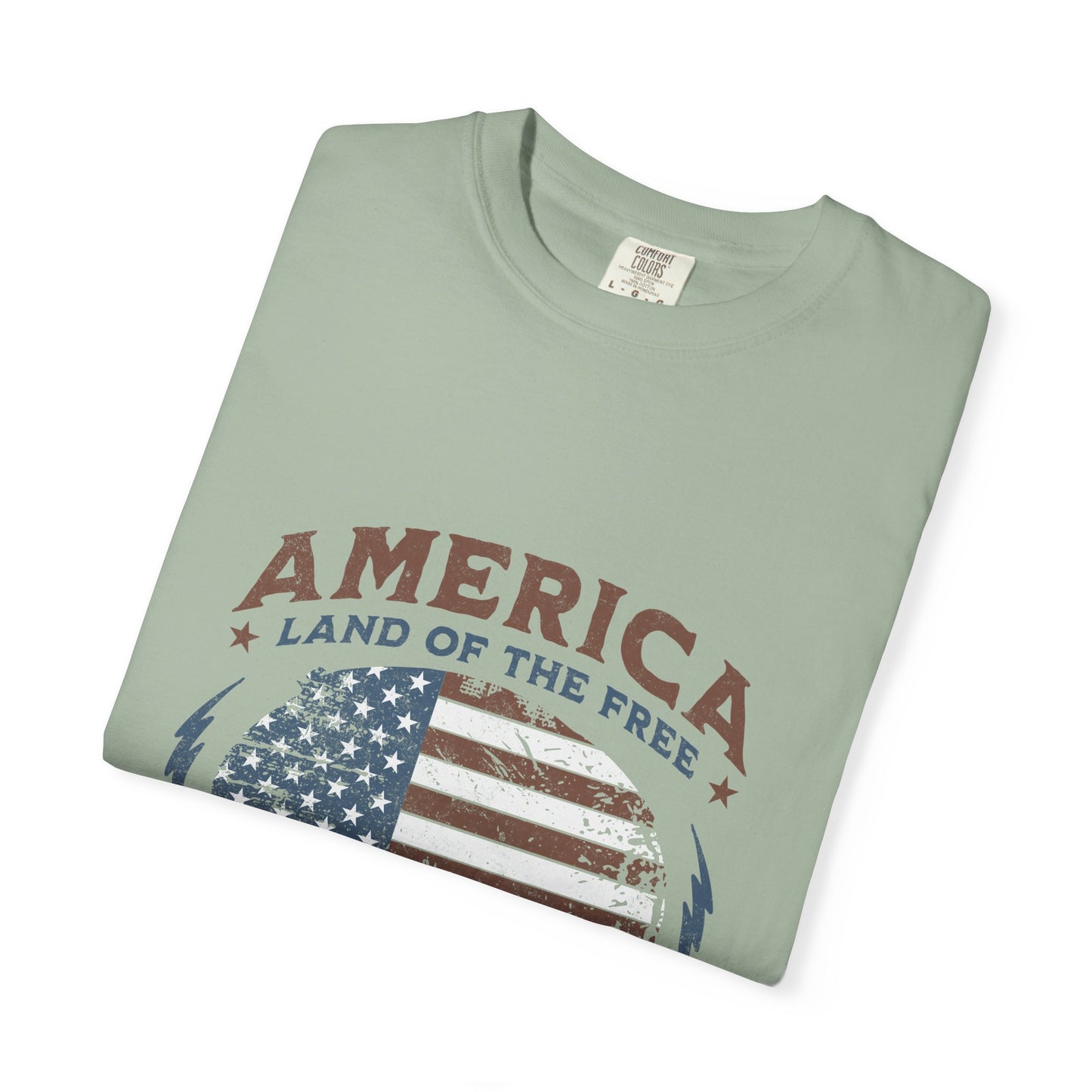 America Flag T-Shirt — "Land of the Free, Home of the Brave" Patriotic Tee