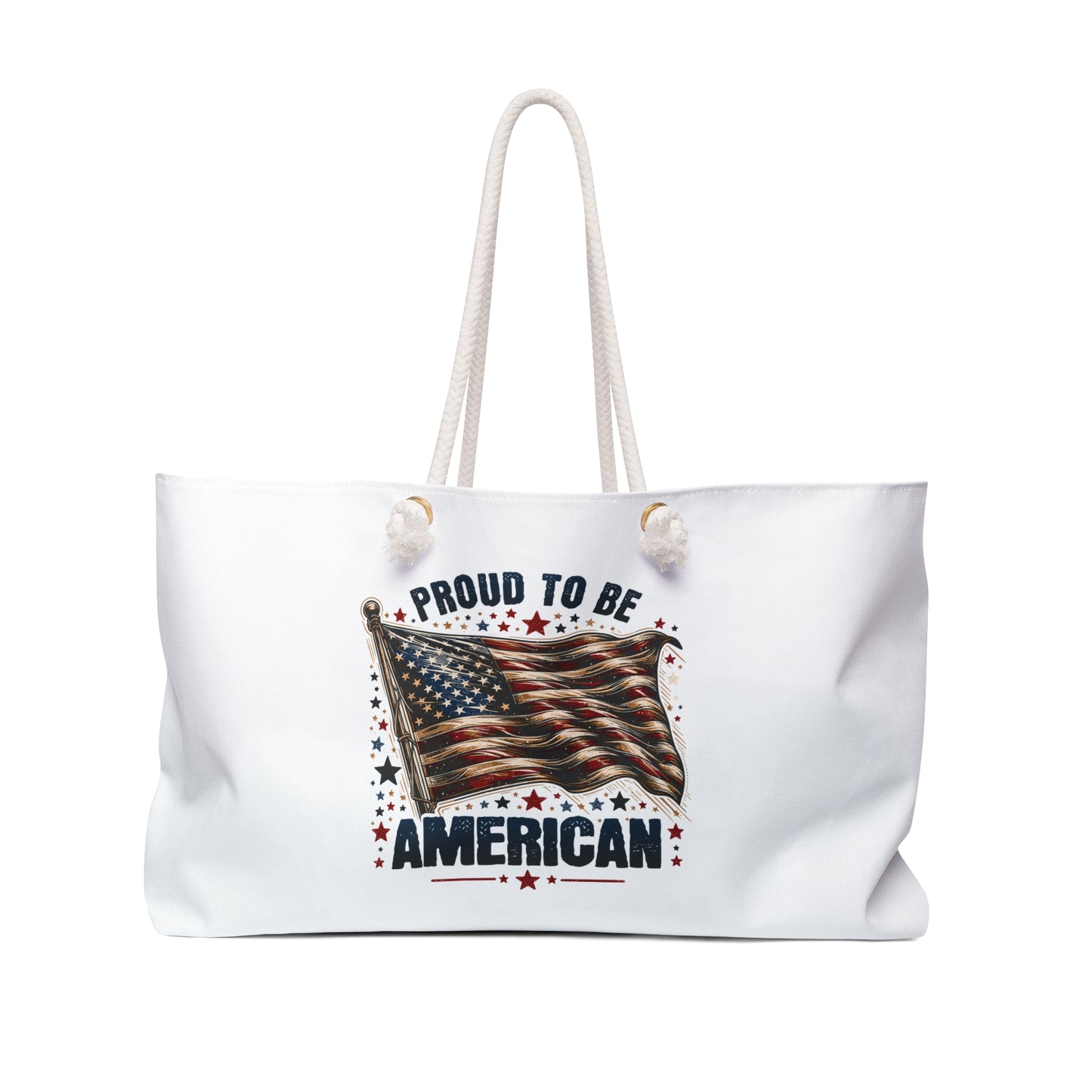 Proud to Be American Weekender Bag — Patriotic Flag Travel Tote for 4th of July & Veterans