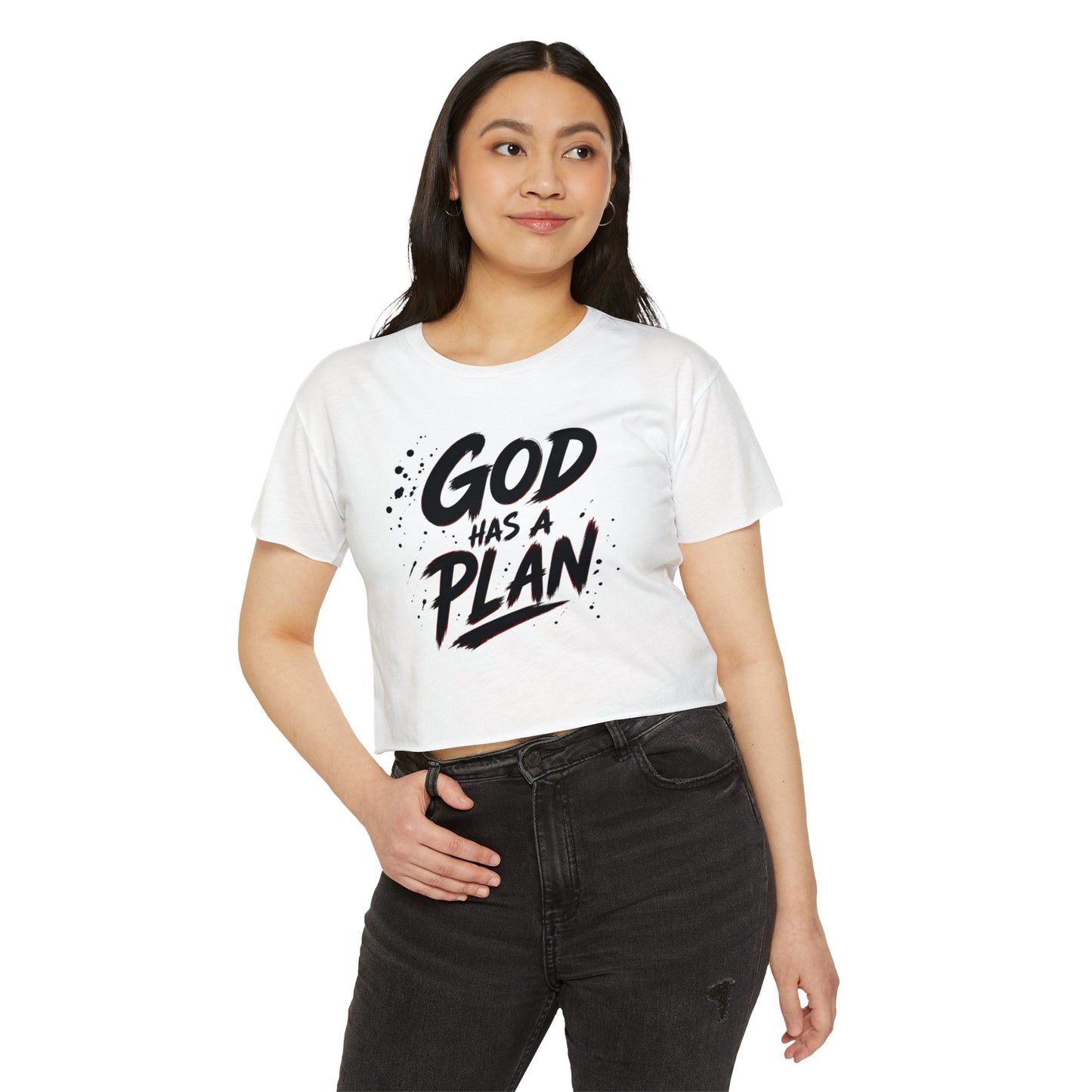 God Has a Plan Crop Top — Women's Faith Graphic Festival Tee