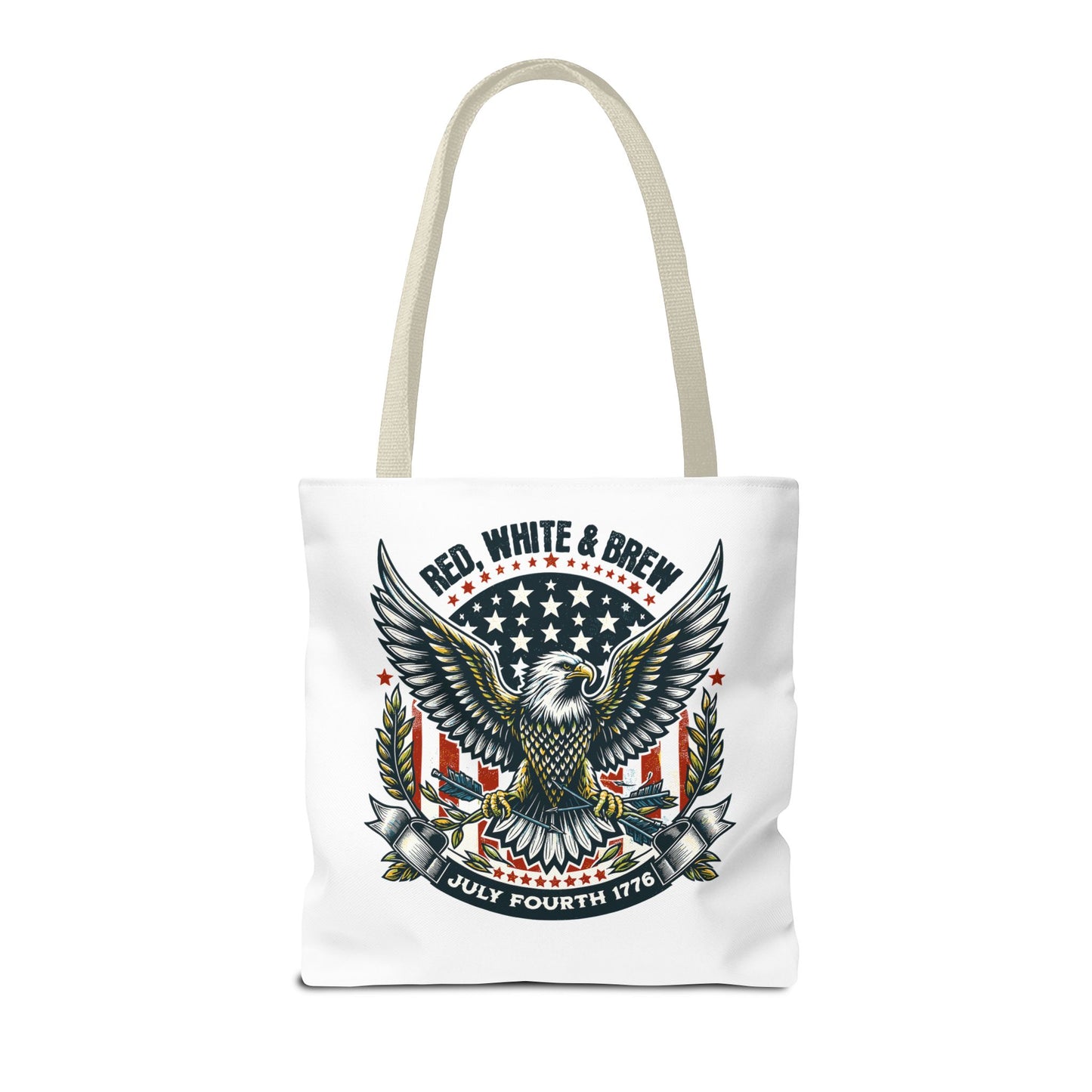 Fourth of July Eagle Tote Bag — "Red, White & Brew" Patriotic Flag Tote