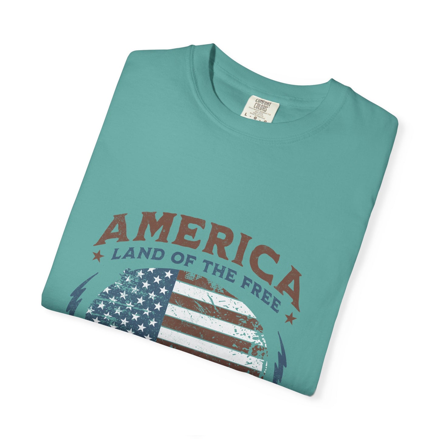 America Flag T-Shirt — "Land of the Free, Home of the Brave" Patriotic Tee