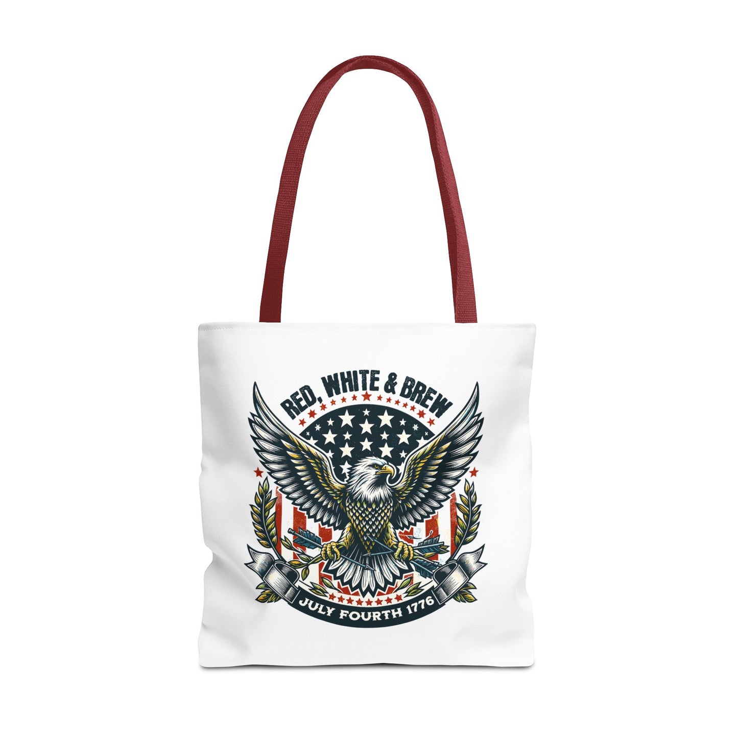 Fourth of July Eagle Tote Bag — "Red, White & Brew" Patriotic Flag Tote