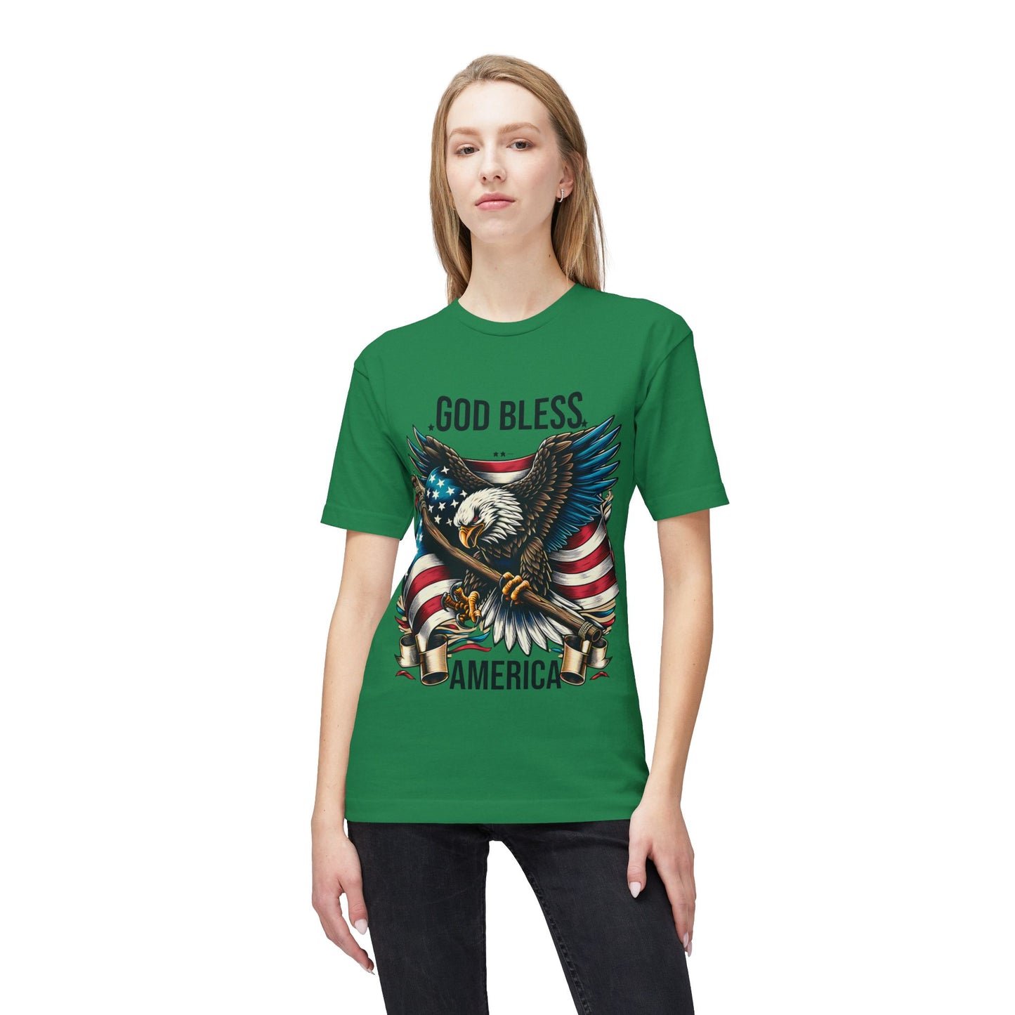 God Bless America T-Shirt — Patriotic Bald Eagle Flag Tee