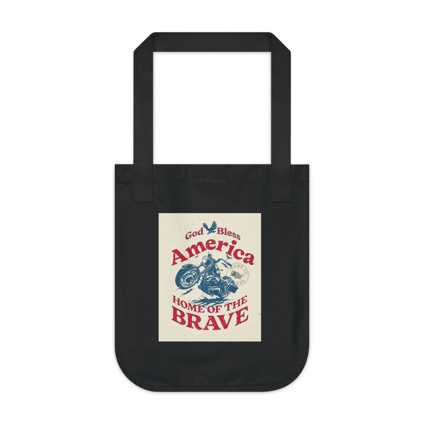 Patriotic 'America Home of the Brave' Organic Canvas Tote Bag