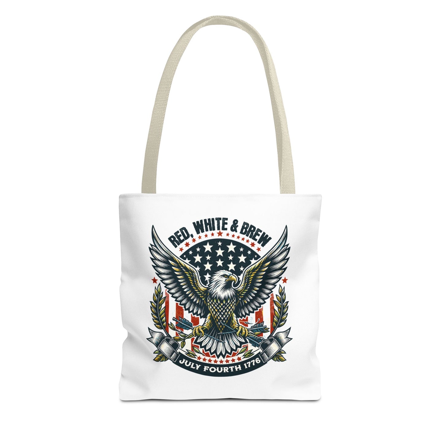 Fourth of July Eagle Tote Bag — "Red, White & Brew" Patriotic Flag Tote