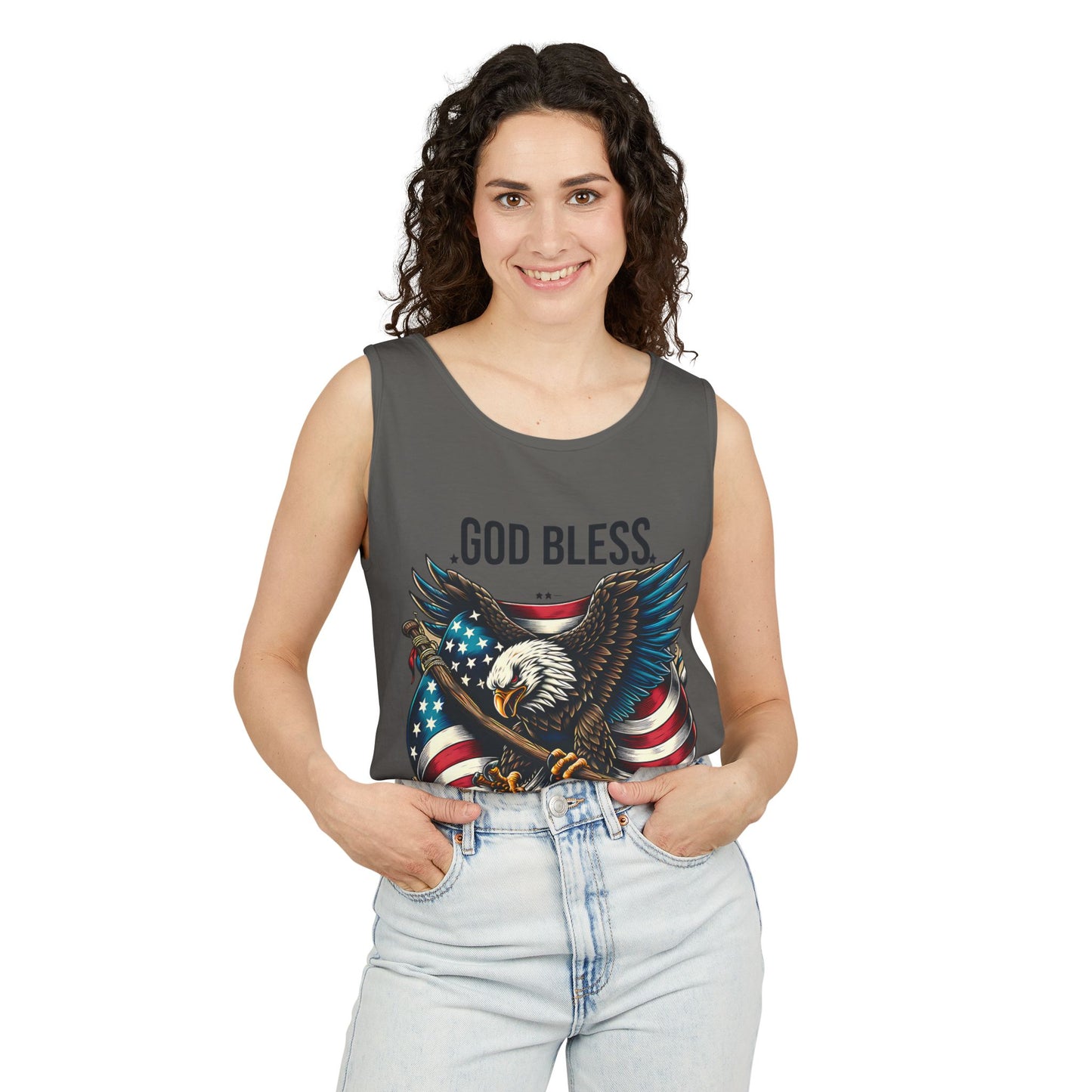 God Bless America Eagle Tank Top — Patriotic American Flag Graphic Tank