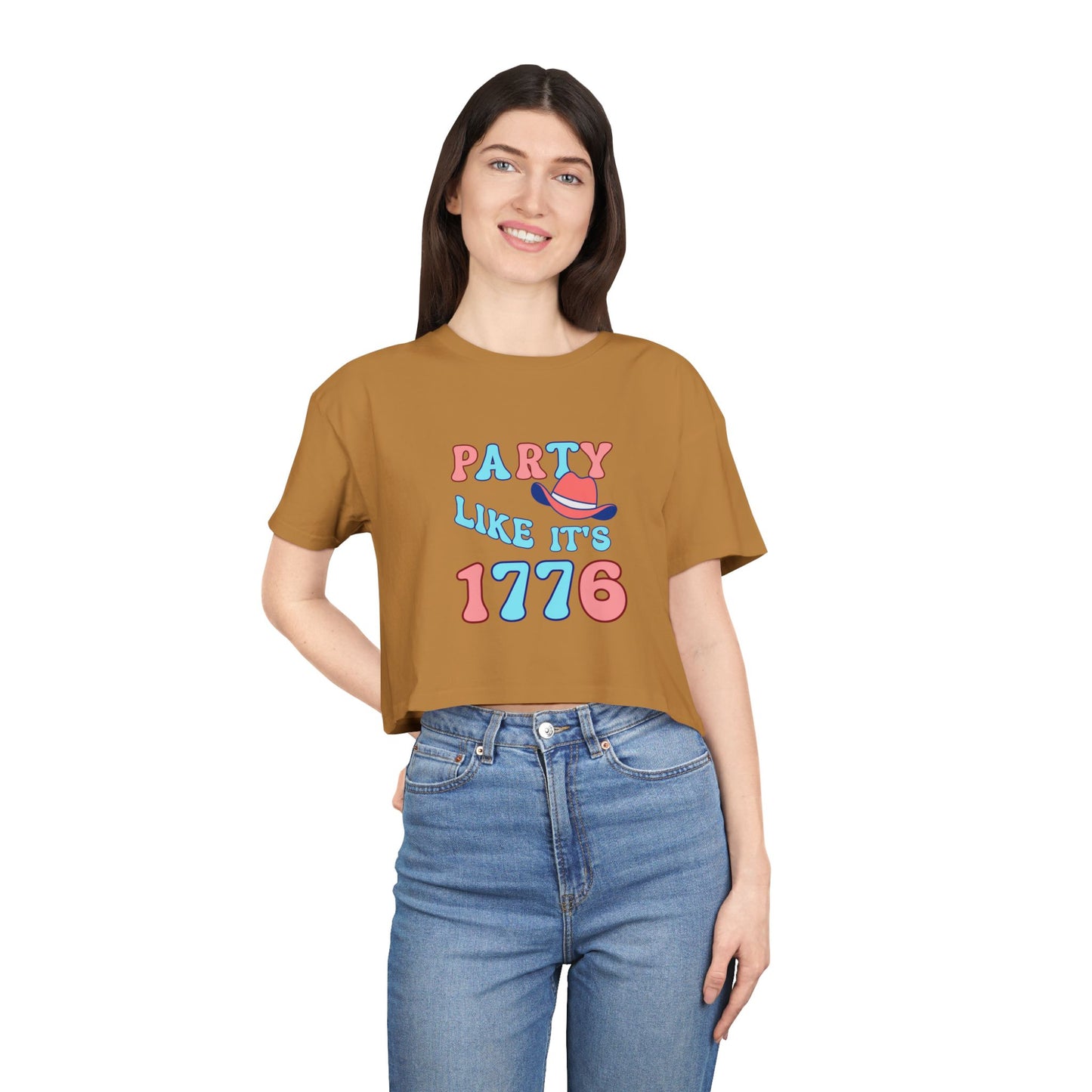 Party Like It's 1776 Crop Tee — Patriotic 4th of July Women's Shirt