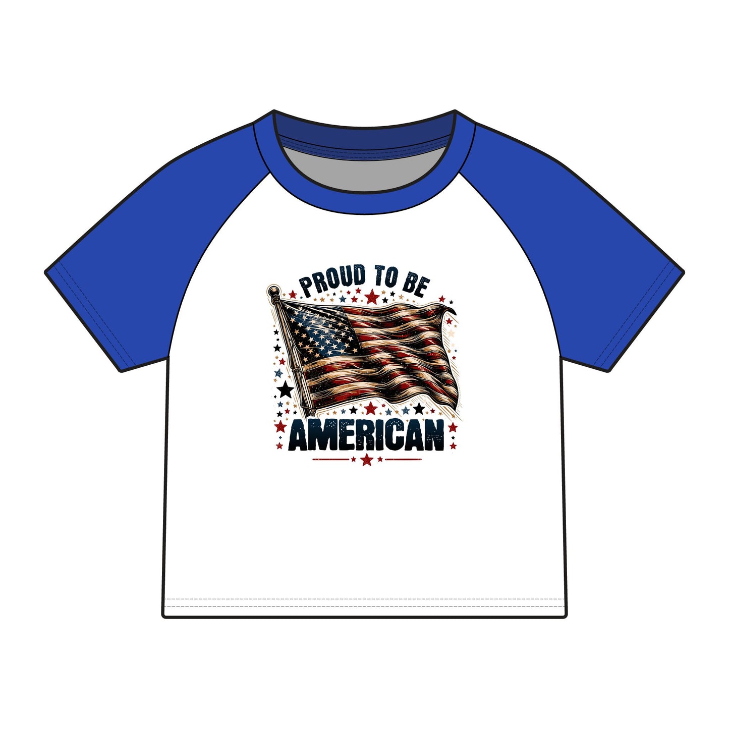 Proud to Be American Raglan Tee — Women's Patriotic Flag Baby Tee