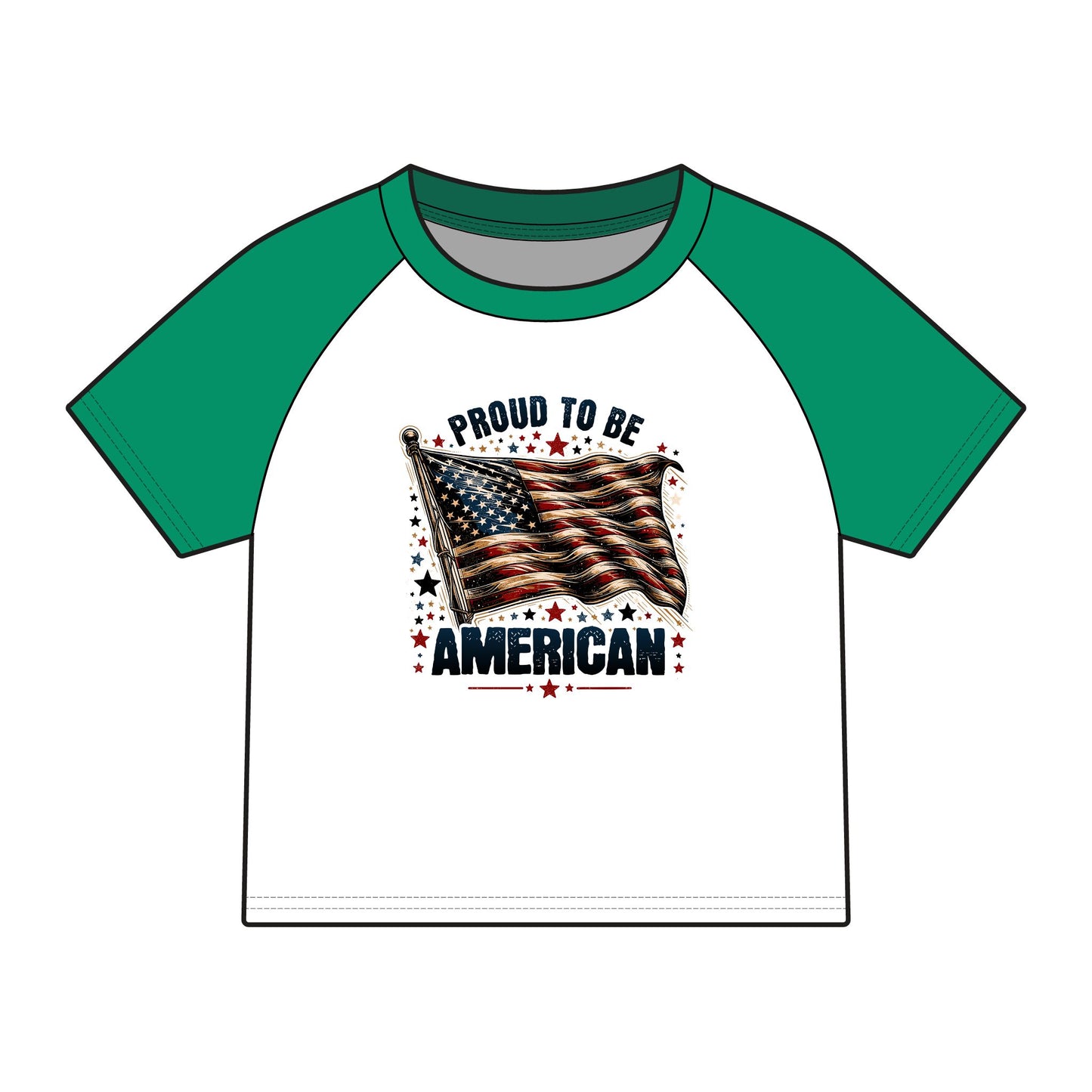 Proud to Be American Raglan Tee — Women's Patriotic Flag Baby Tee