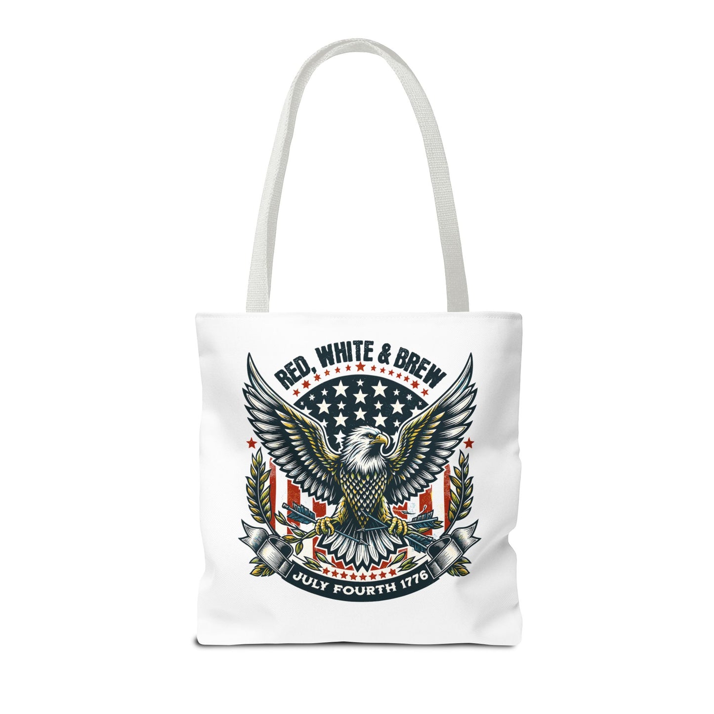 Fourth of July Eagle Tote Bag — "Red, White & Brew" Patriotic Flag Tote