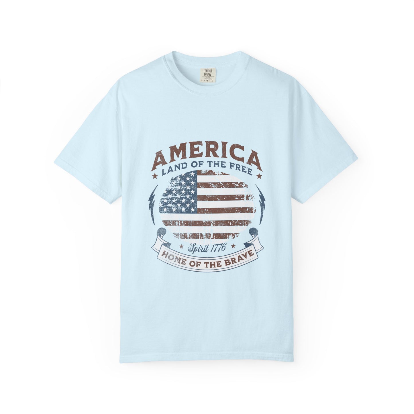 America Flag T-Shirt — "Land of the Free, Home of the Brave" Patriotic Tee