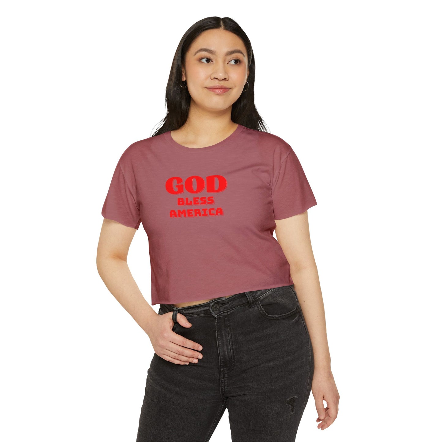 God Bless America Crop Top — Patriotic Women's Festival Tee