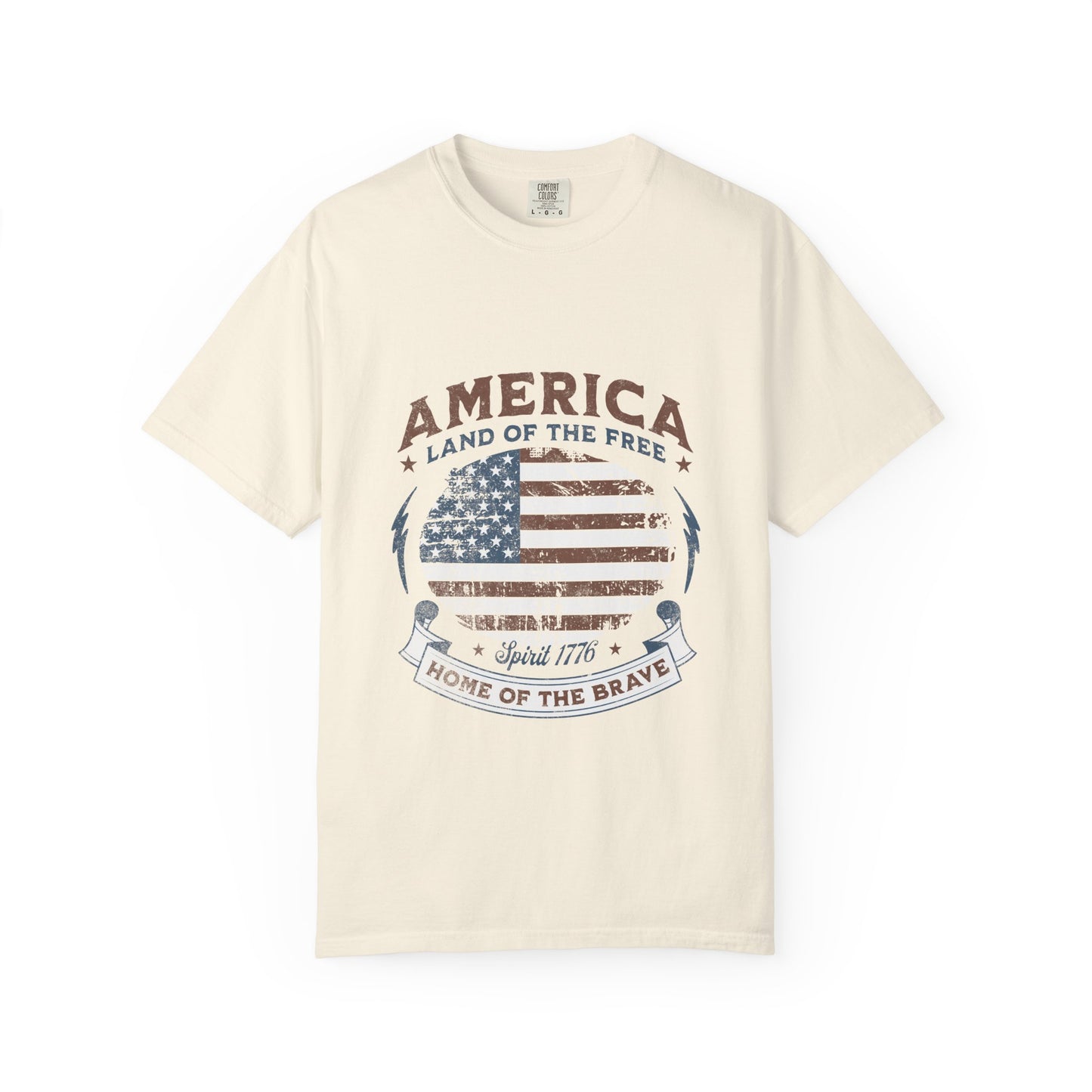 America Flag T-Shirt — "Land of the Free, Home of the Brave" Patriotic Tee