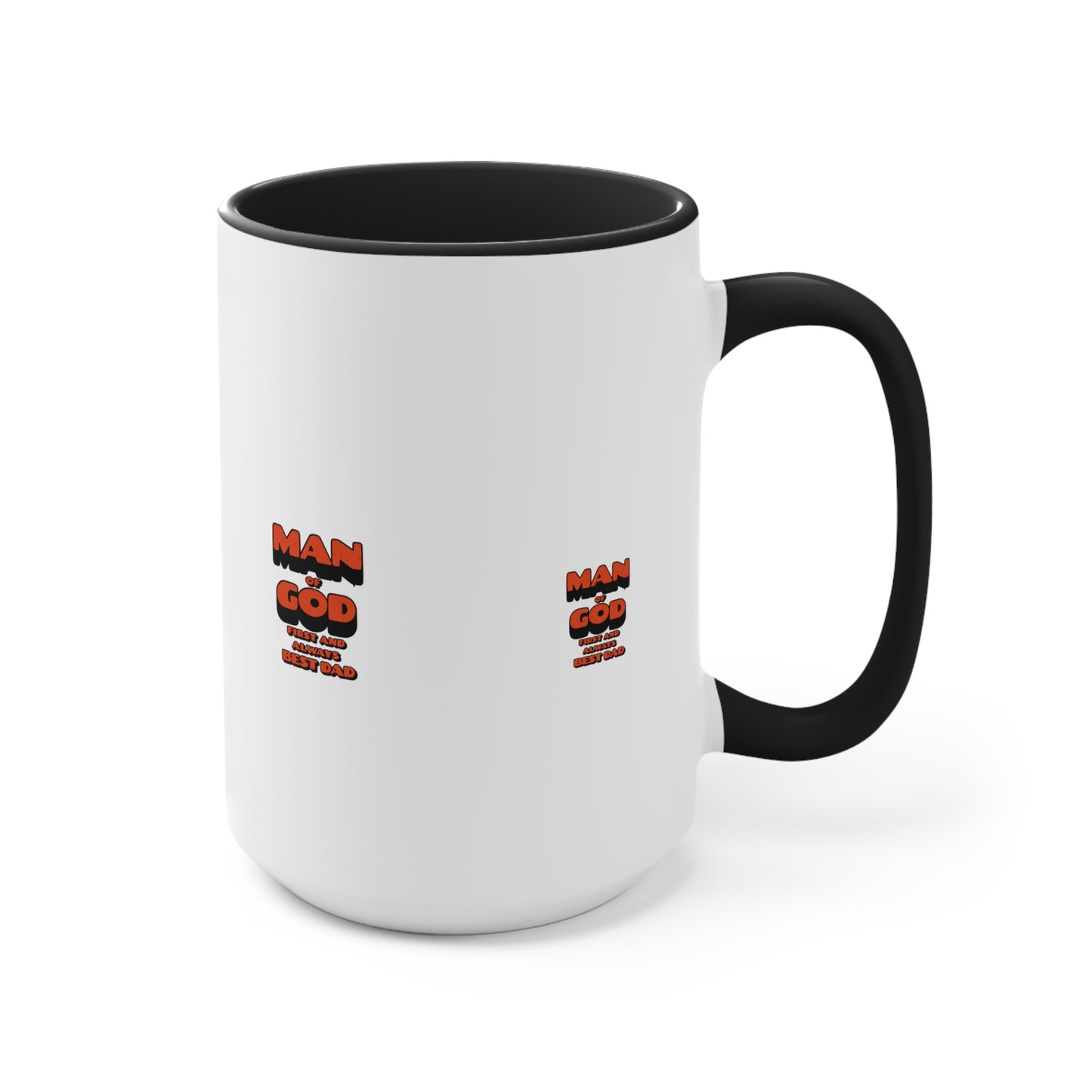 Accent Mug — 'Man of God' Small Text Pink Interior & Handle Coffee Mug