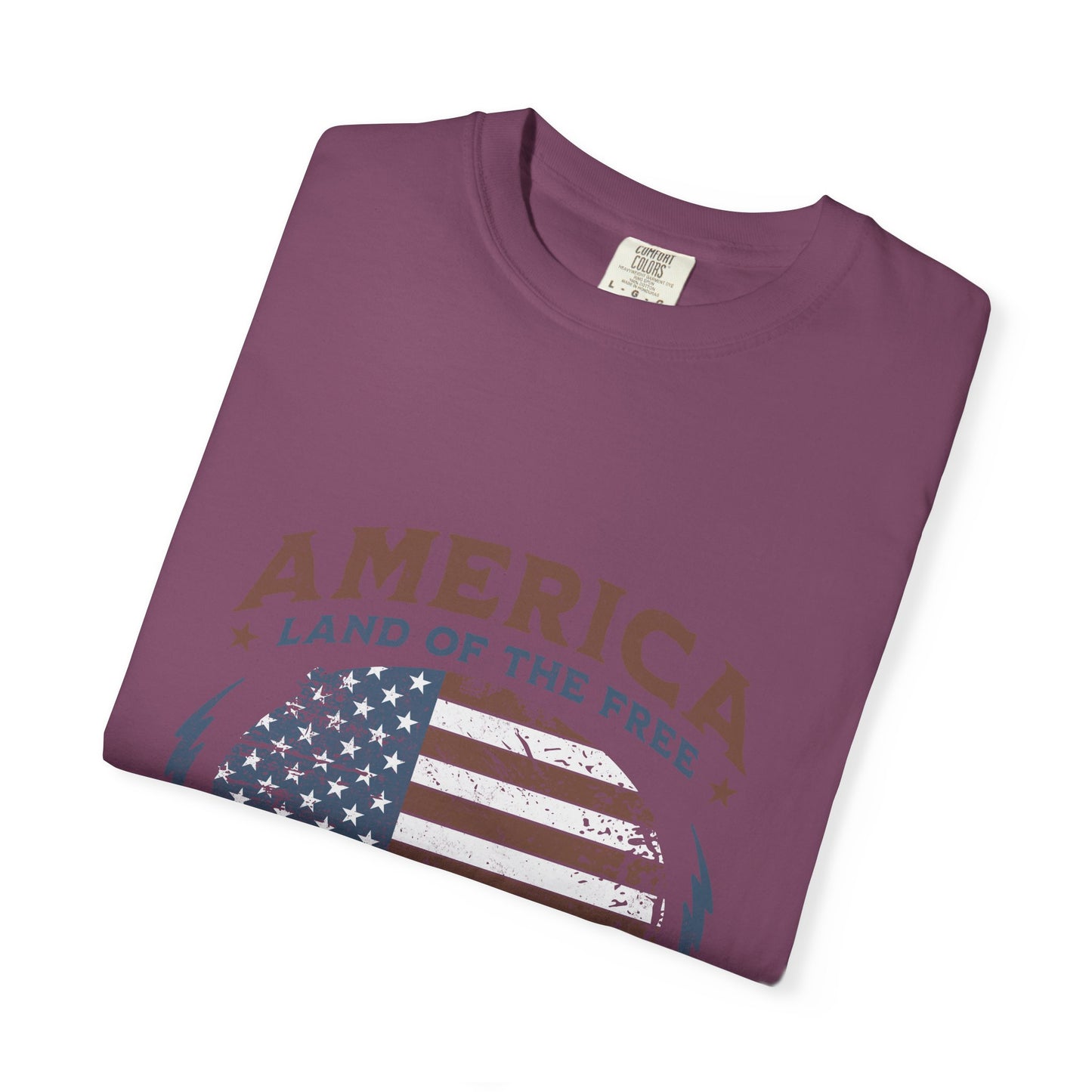 America Flag T-Shirt — "Land of the Free, Home of the Brave" Patriotic Tee