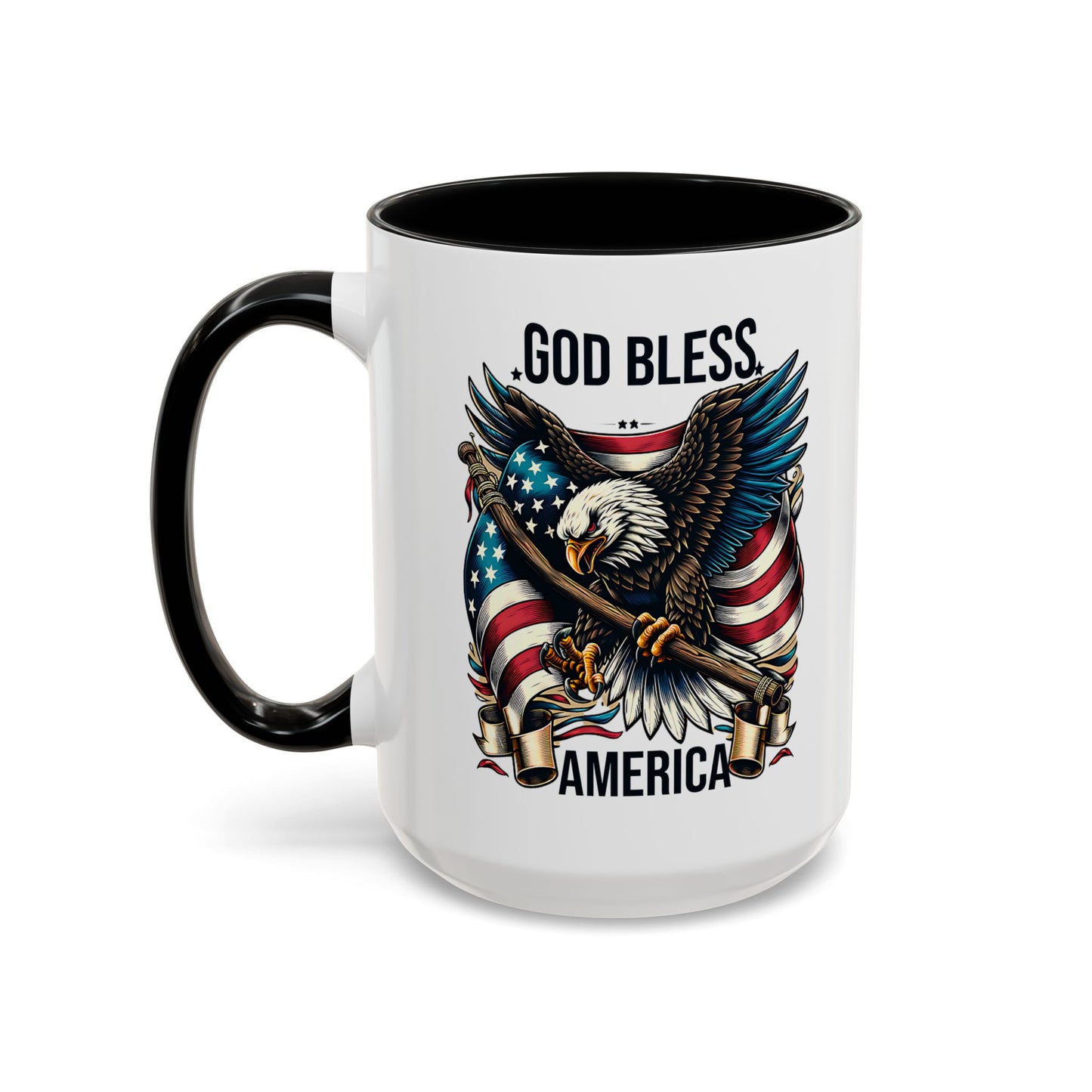 God Bless America Eagle Coffee Mug – Patriotic 11/15oz Accent Mug