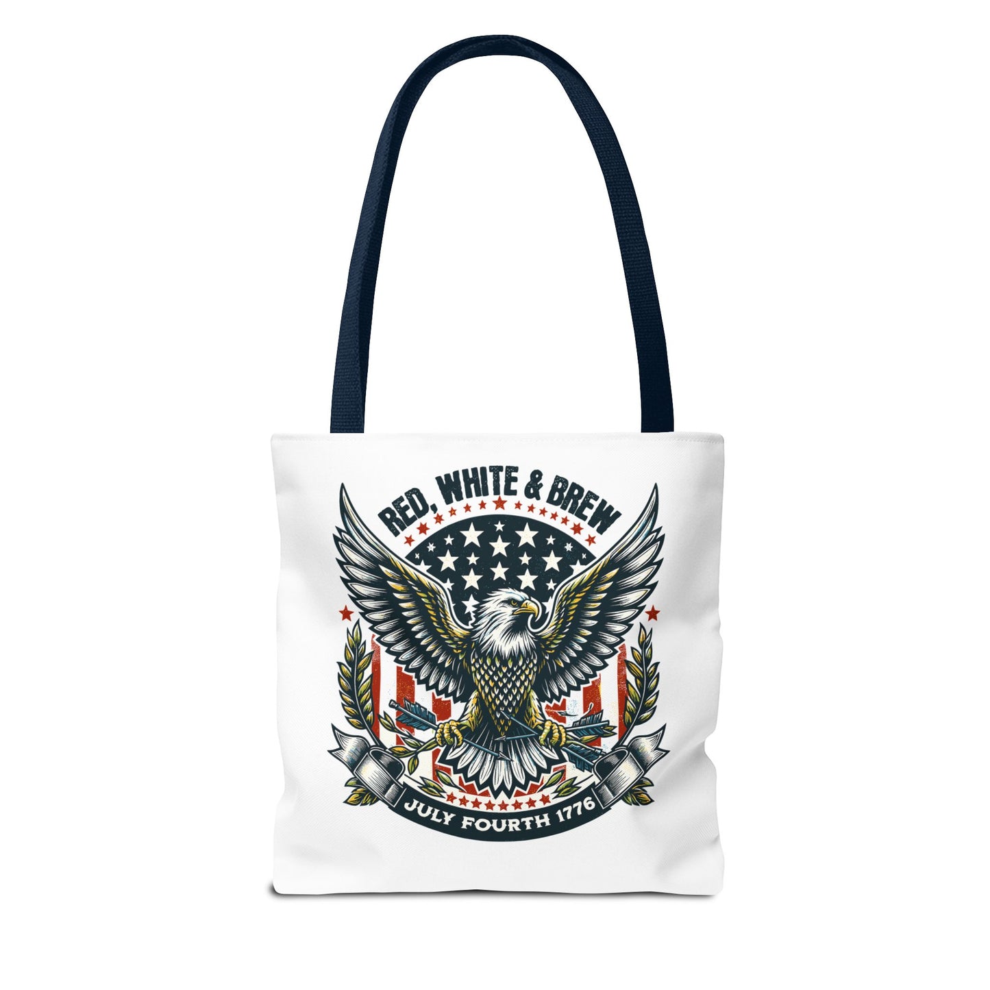 Fourth of July Eagle Tote Bag — "Red, White & Brew" Patriotic Flag Tote
