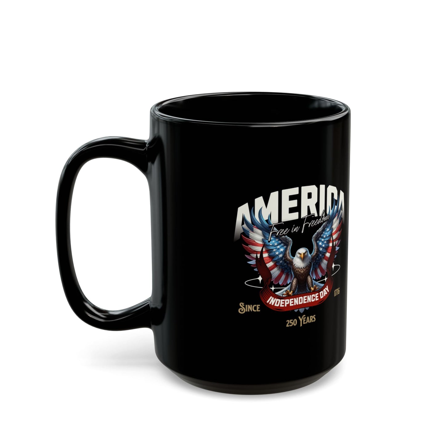 America Eagle Coffee Mug - Patriotic Independence Day 4th of July Black Ceramic Mug