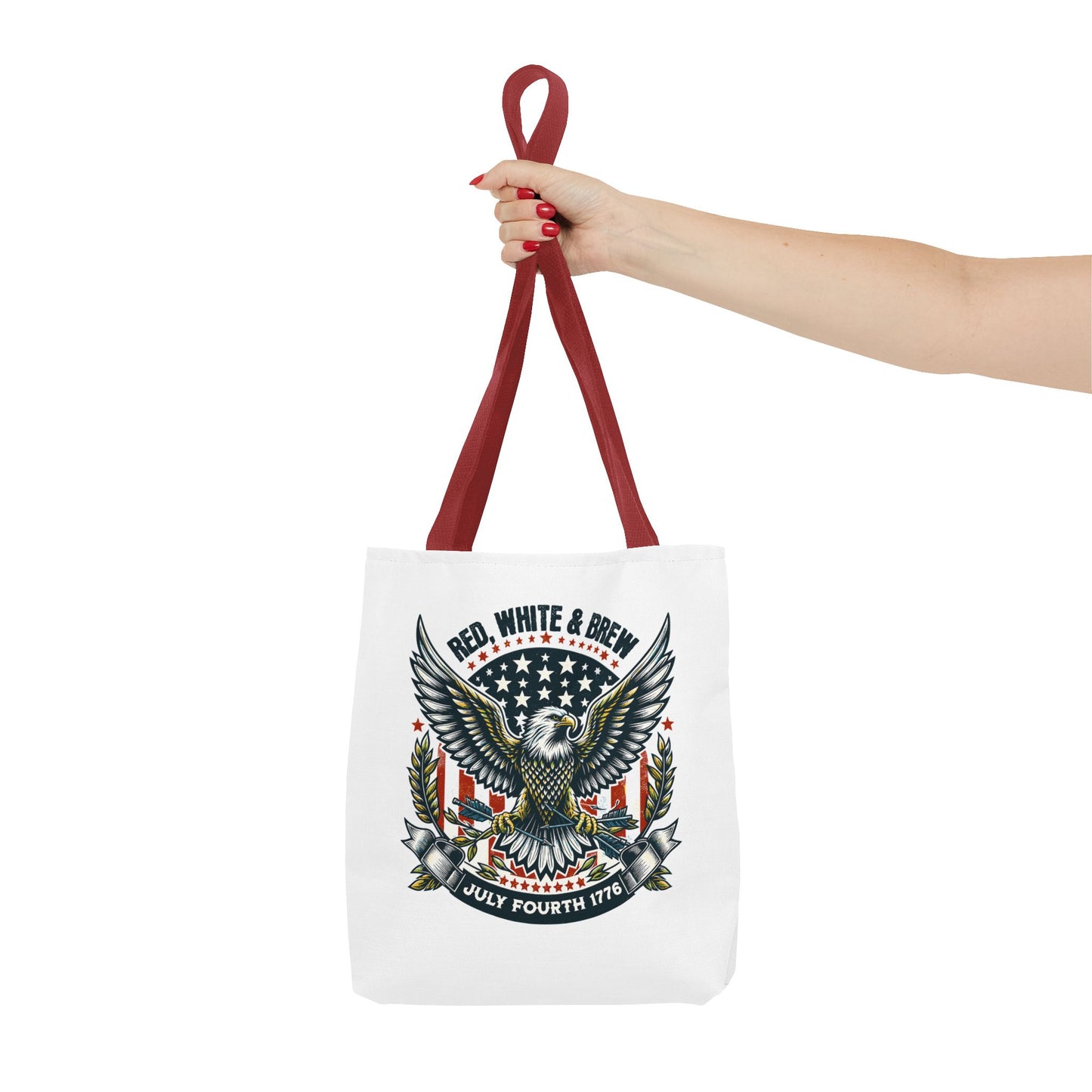Fourth of July Eagle Tote Bag — "Red, White & Brew" Patriotic Flag Tote