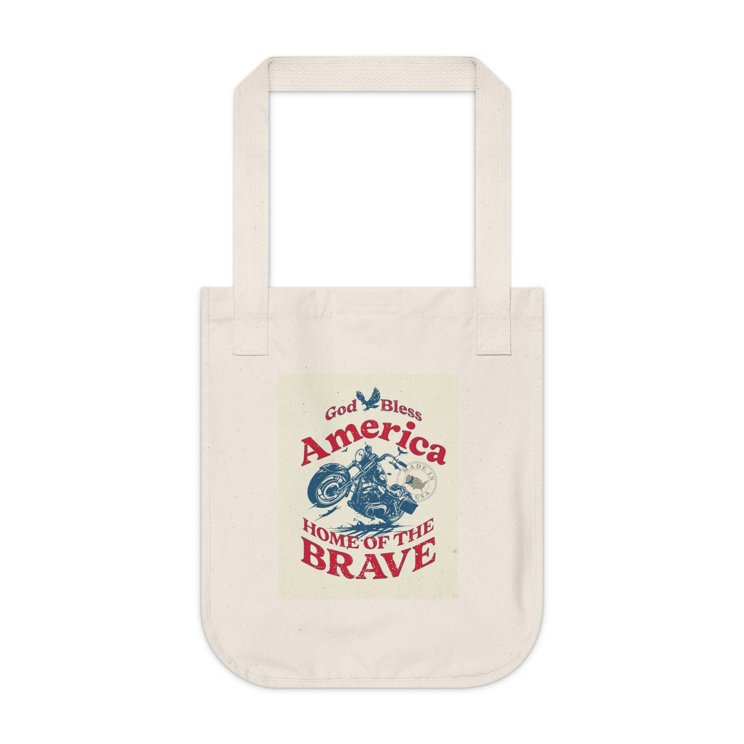 Patriotic 'America Home of the Brave' Organic Canvas Tote Bag