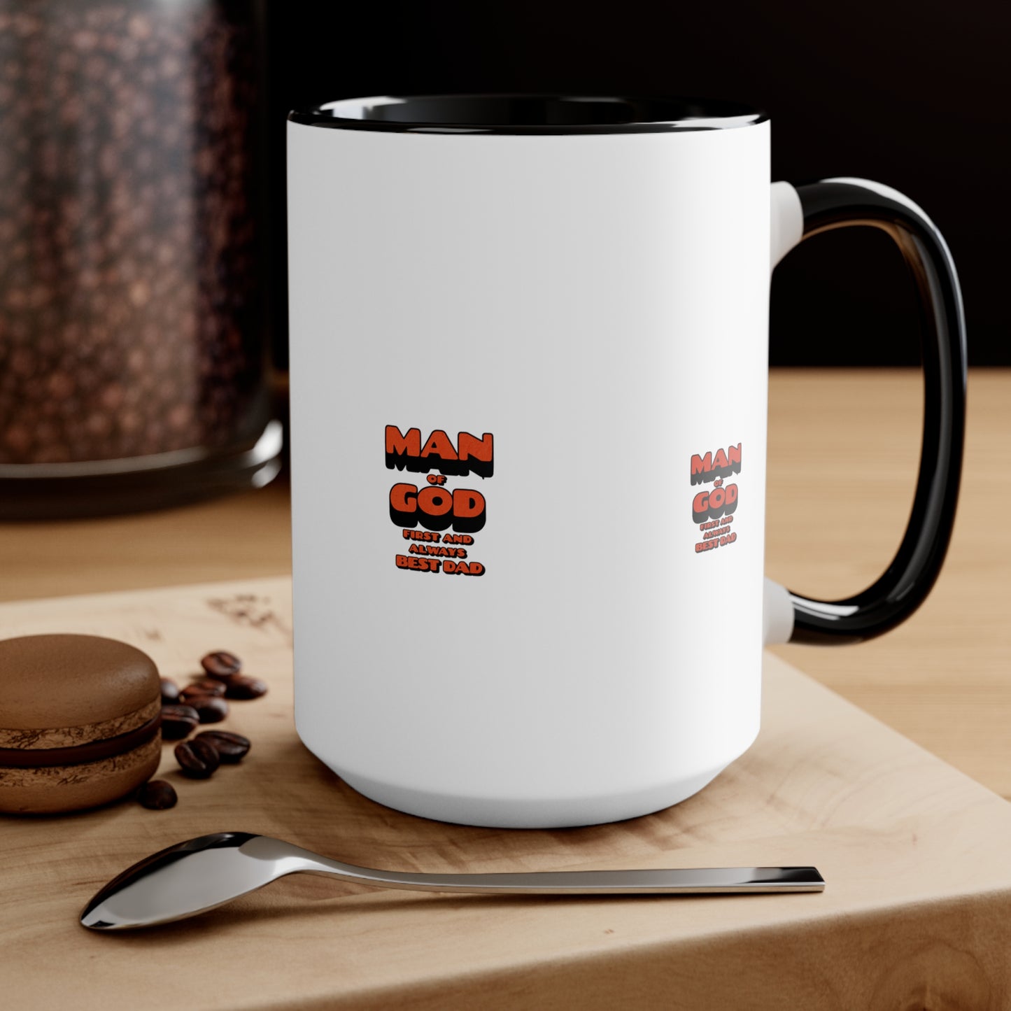 Accent Mug — 'Man of God' Small Text Pink Interior & Handle Coffee Mug