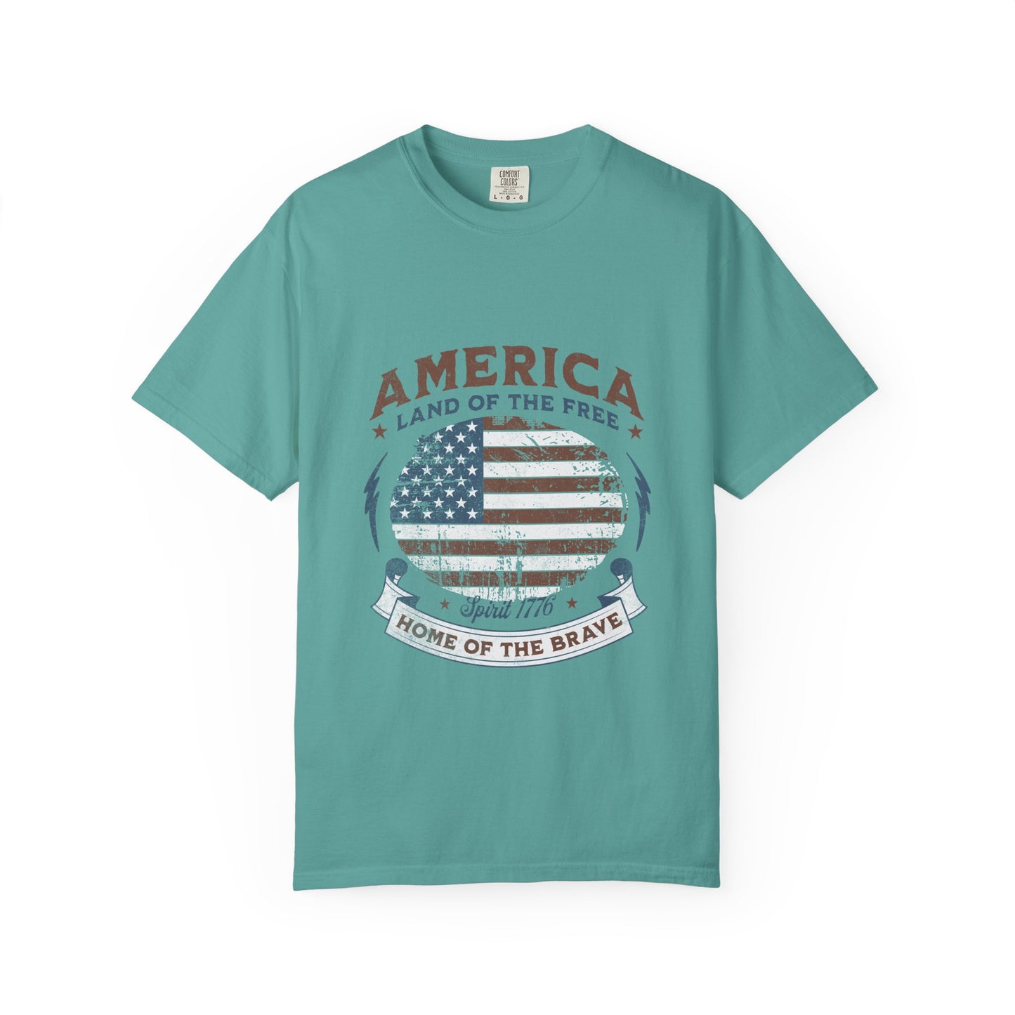 America Flag T-Shirt — "Land of the Free, Home of the Brave" Patriotic Tee