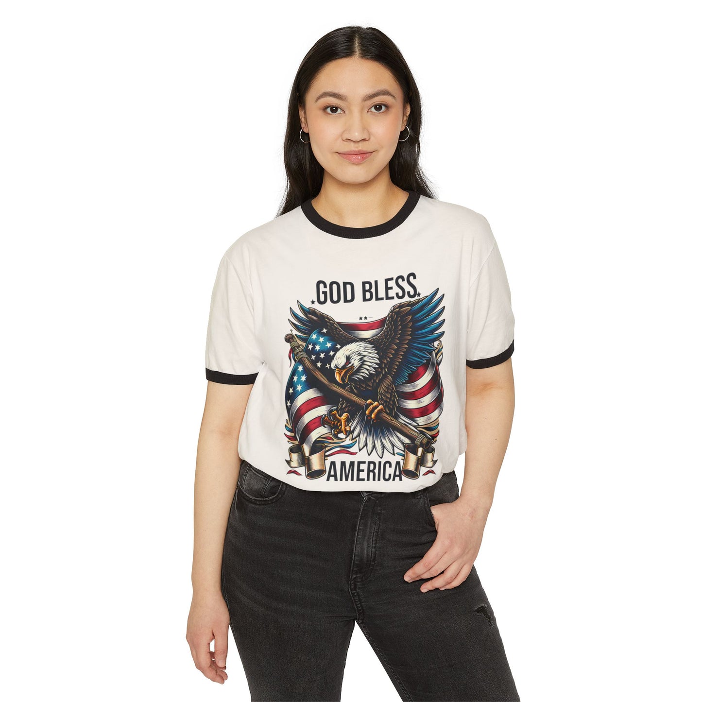 God Bless America Eagle Ringer T-Shirt