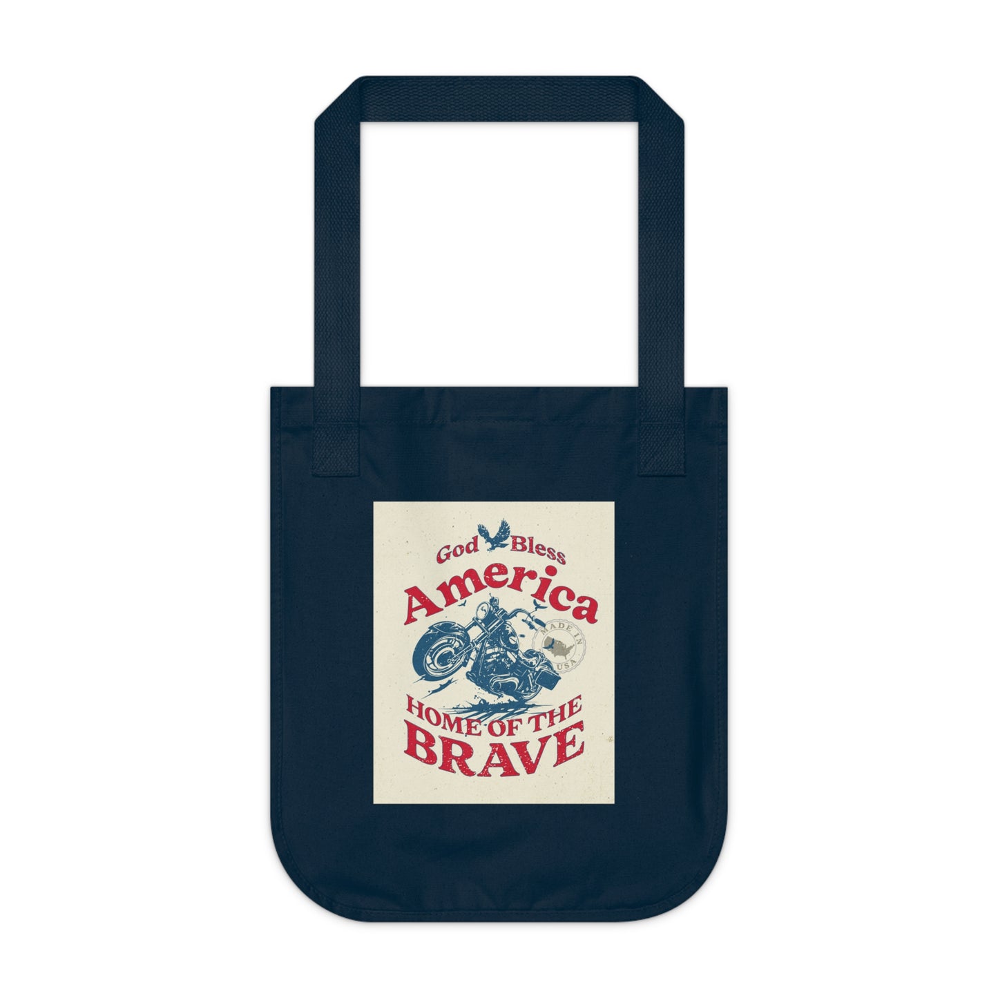 Patriotic 'America Home of the Brave' Organic Canvas Tote Bag