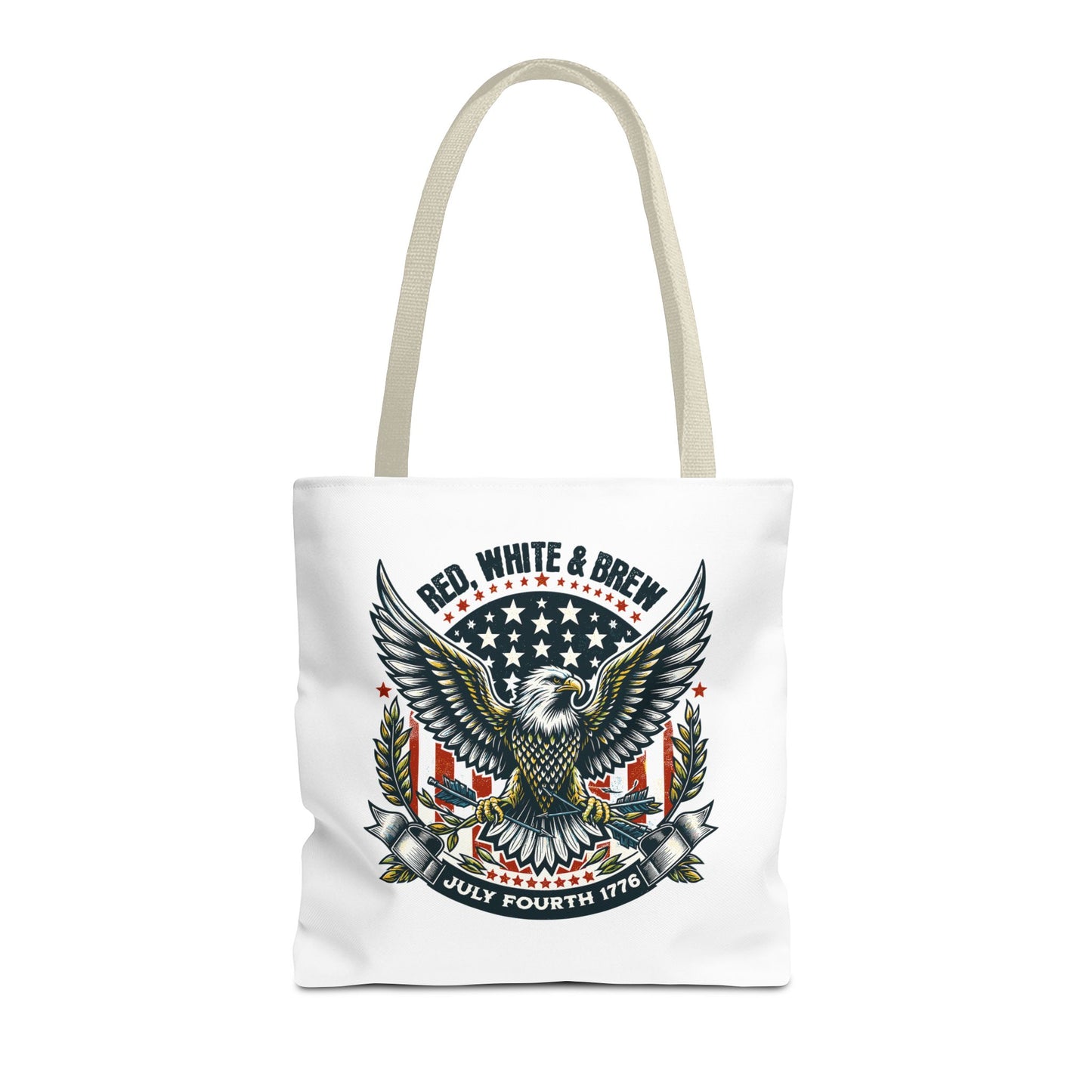 Fourth of July Eagle Tote Bag — "Red, White & Brew" Patriotic Flag Tote