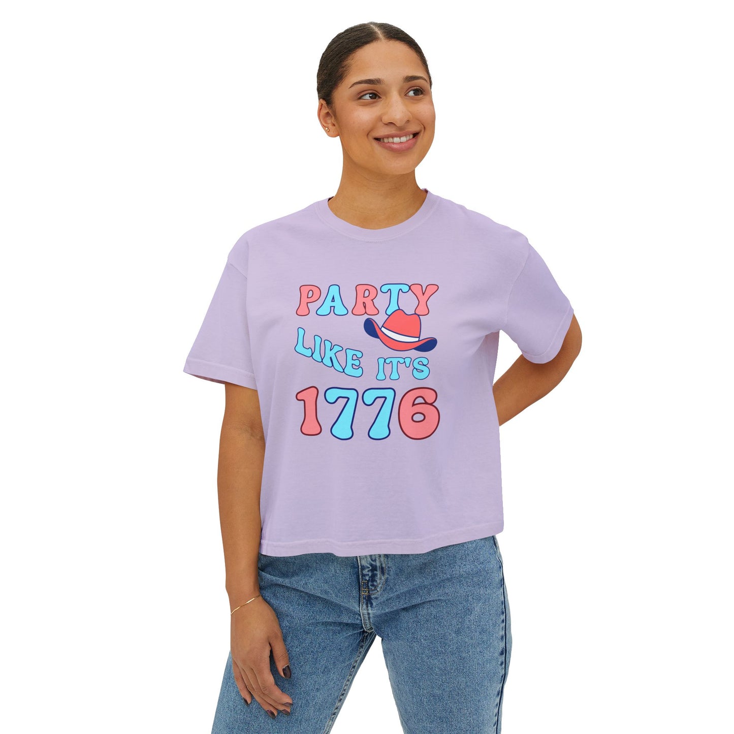 Party Like It's 1776 Women's Boxy Tee – Retro Patriotic 4th of July Shirt