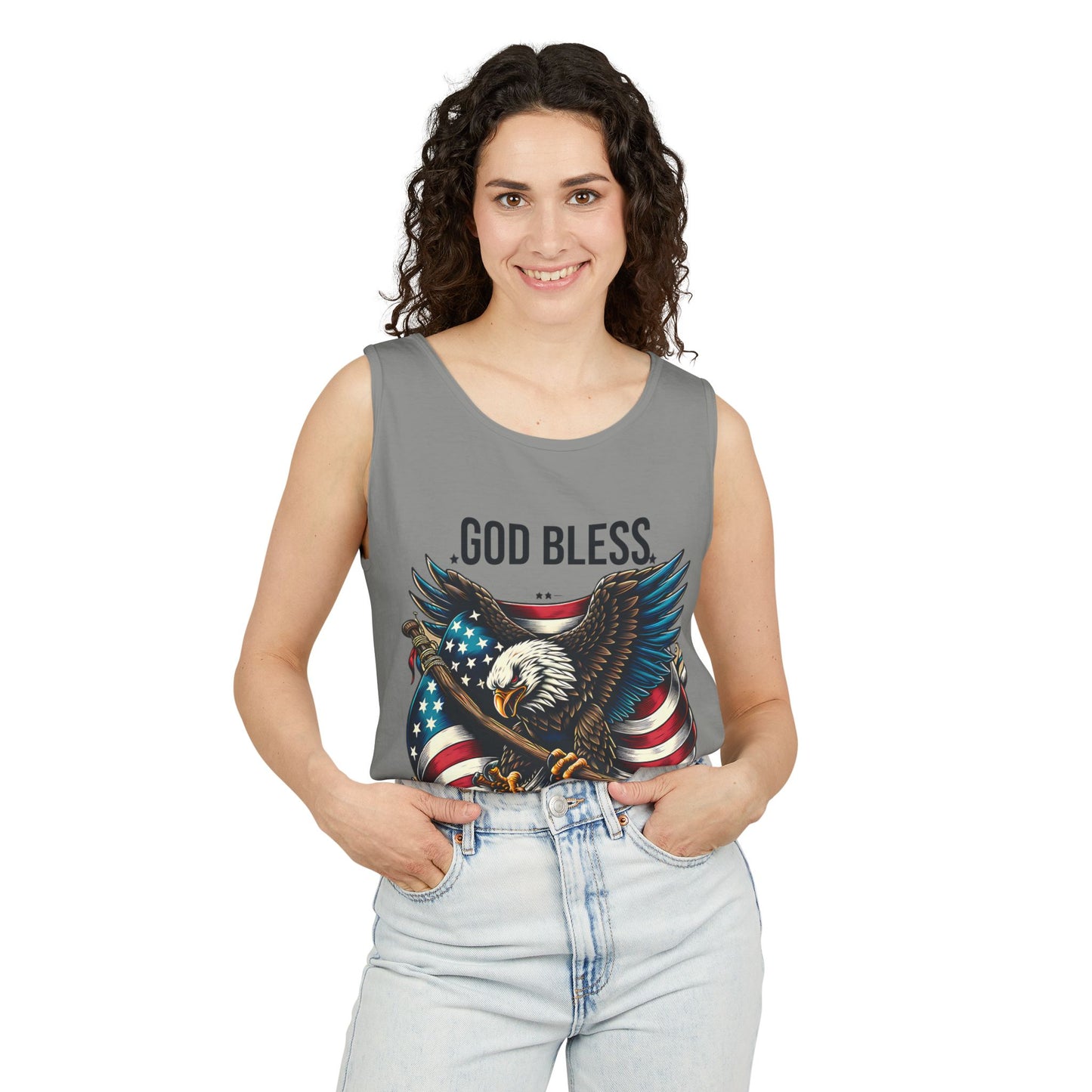 God Bless America Eagle Tank Top — Patriotic American Flag Graphic Tank