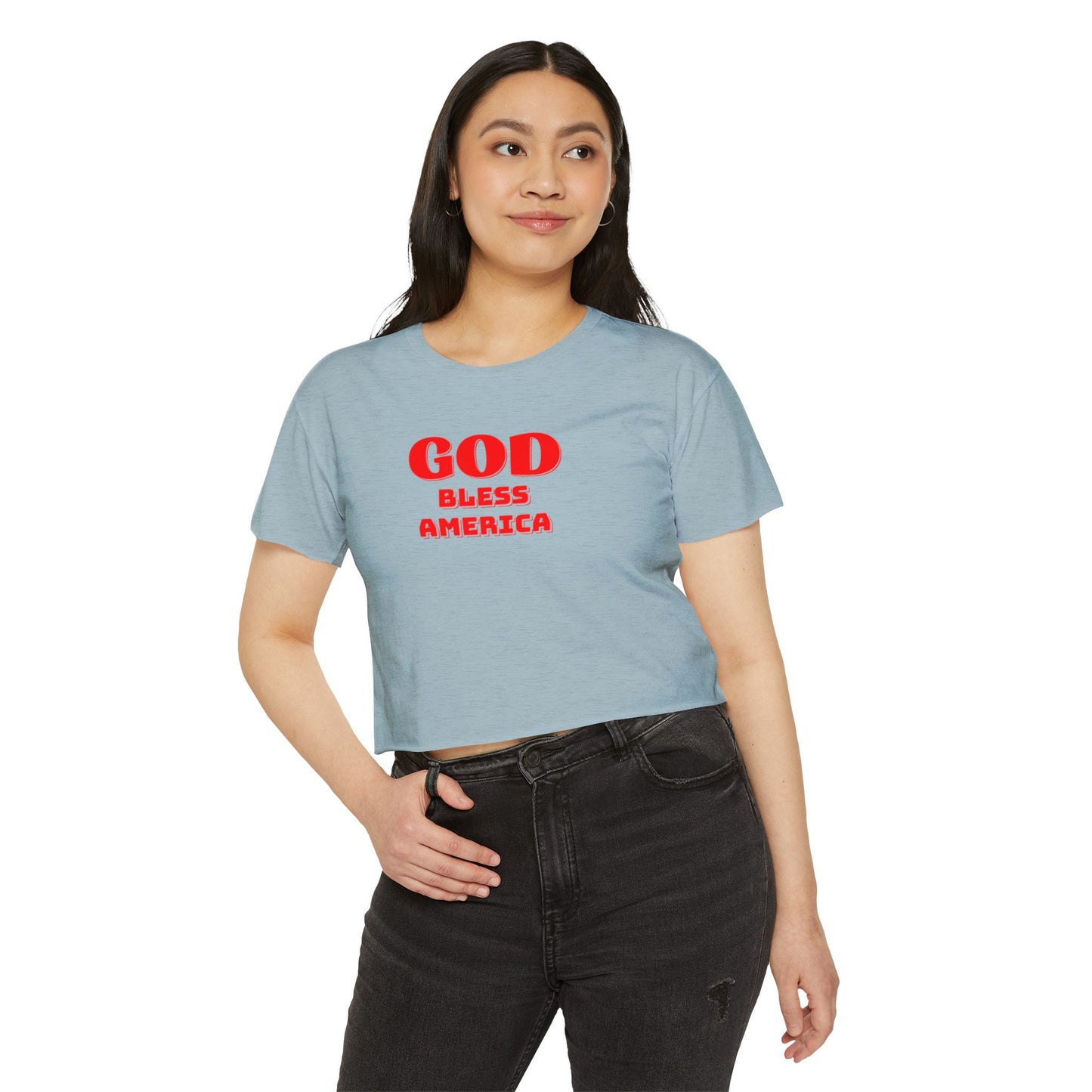 God Bless America Crop Top — Patriotic Women's Festival Tee