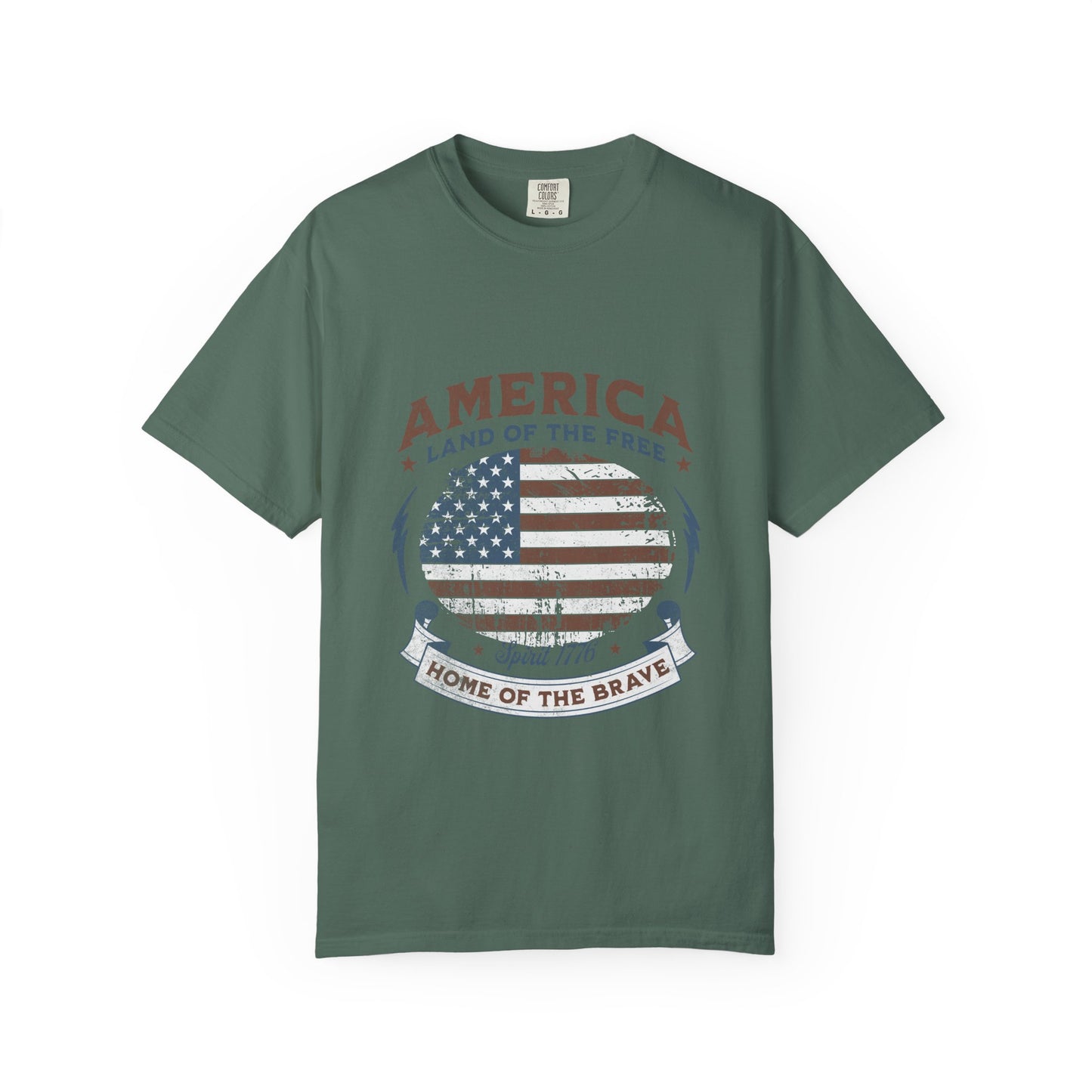 America Flag T-Shirt — "Land of the Free, Home of the Brave" Patriotic Tee