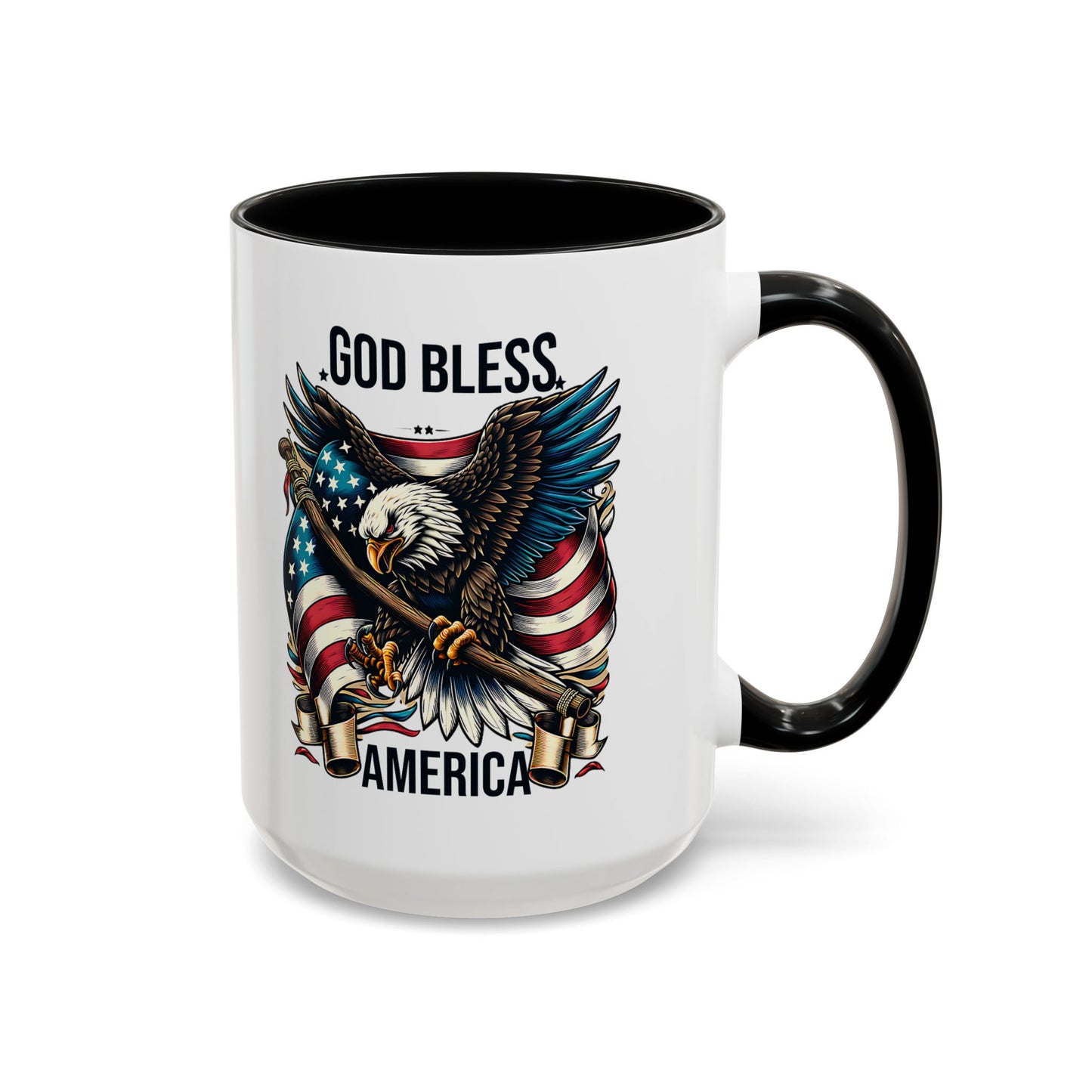 God Bless America Eagle Coffee Mug – Patriotic 11/15oz Accent Mug