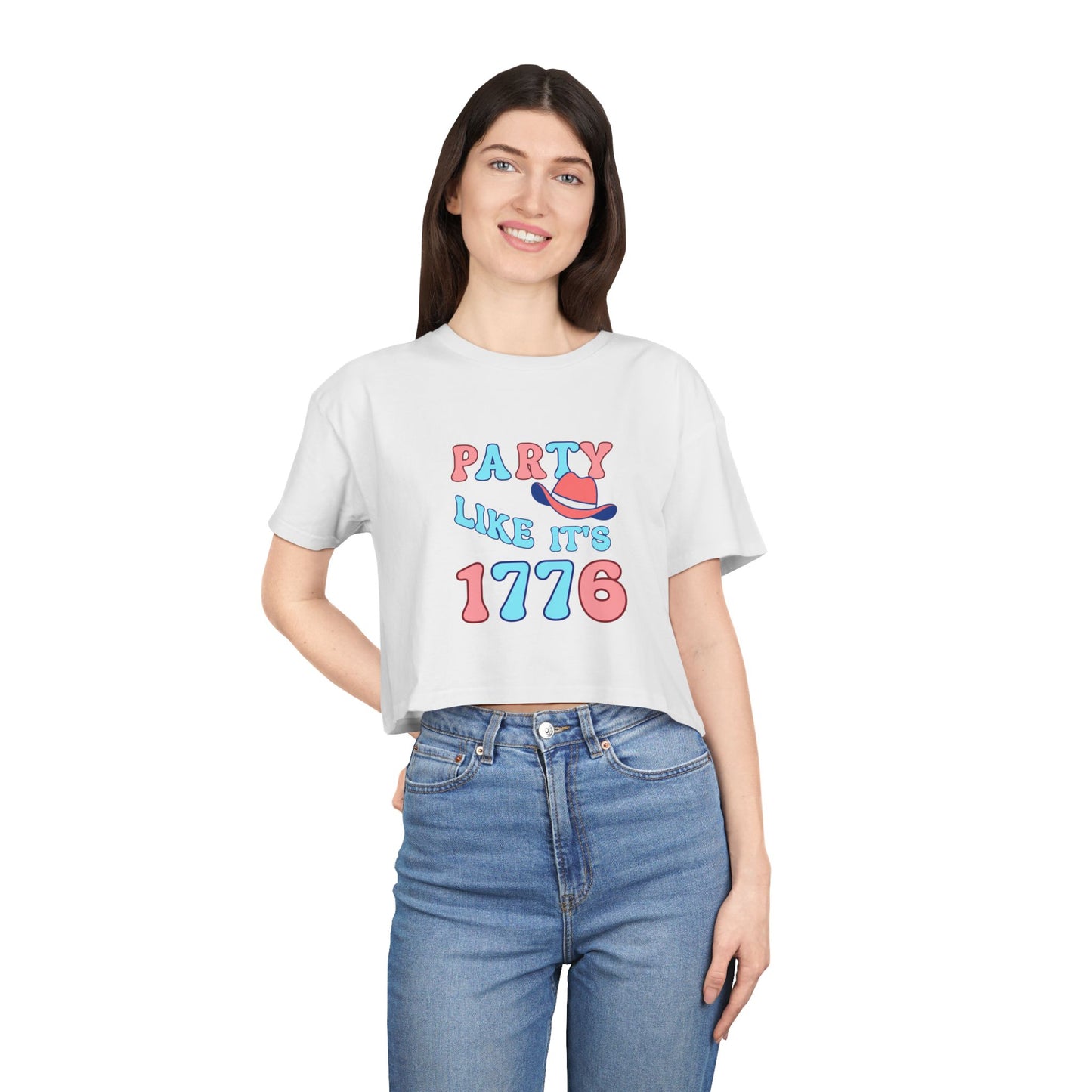 Party Like It's 1776 Crop Tee — Patriotic 4th of July Women's Shirt