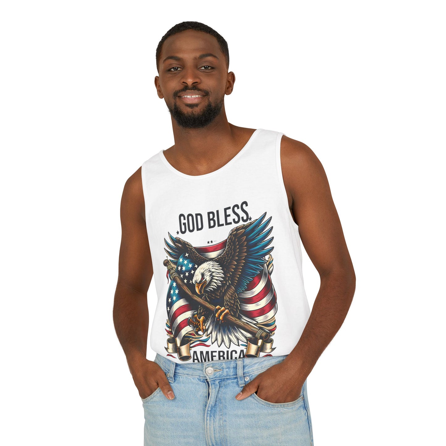 God Bless America Eagle Tank Top — Patriotic American Flag Graphic Tank