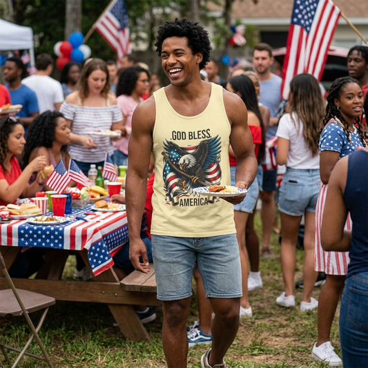 God Bless America Eagle Tank Top — Patriotic American Flag Graphic Tank