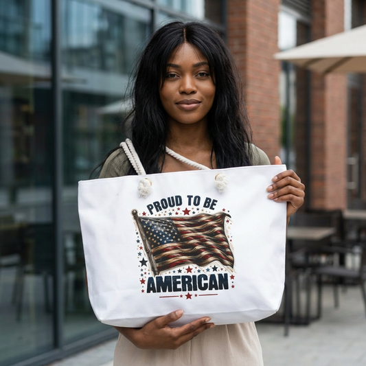 Proud to Be American Weekender Bag — Patriotic Flag Travel Tote for 4th of July & Veterans