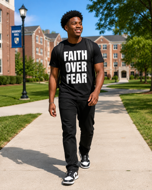 Faith Over Fear Men's T‑Shirt — Bold Inspirational Christian Tee