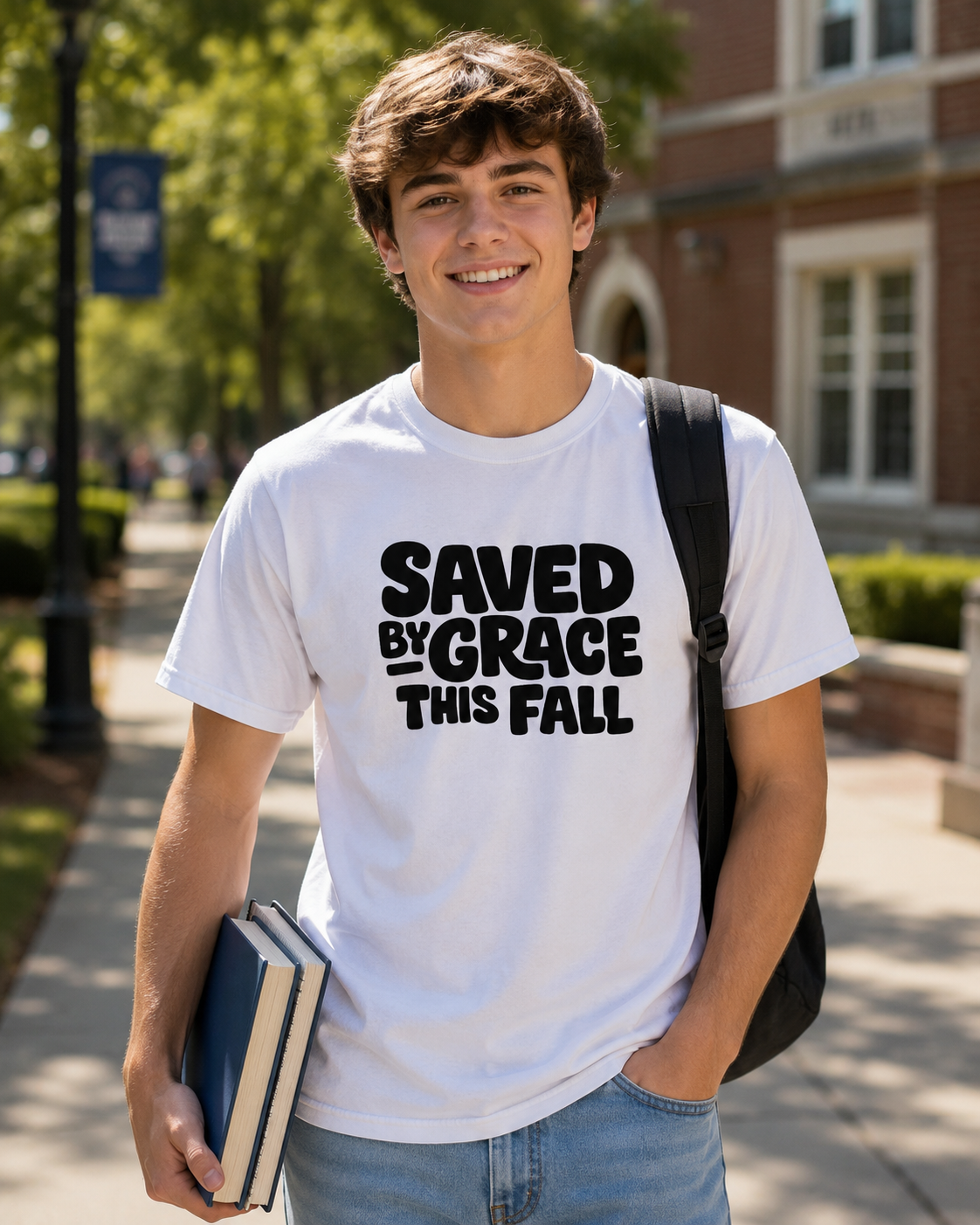 Saved By Grace T‑Shirt — "Saved by Grace This Fall" Christian Faith Tee