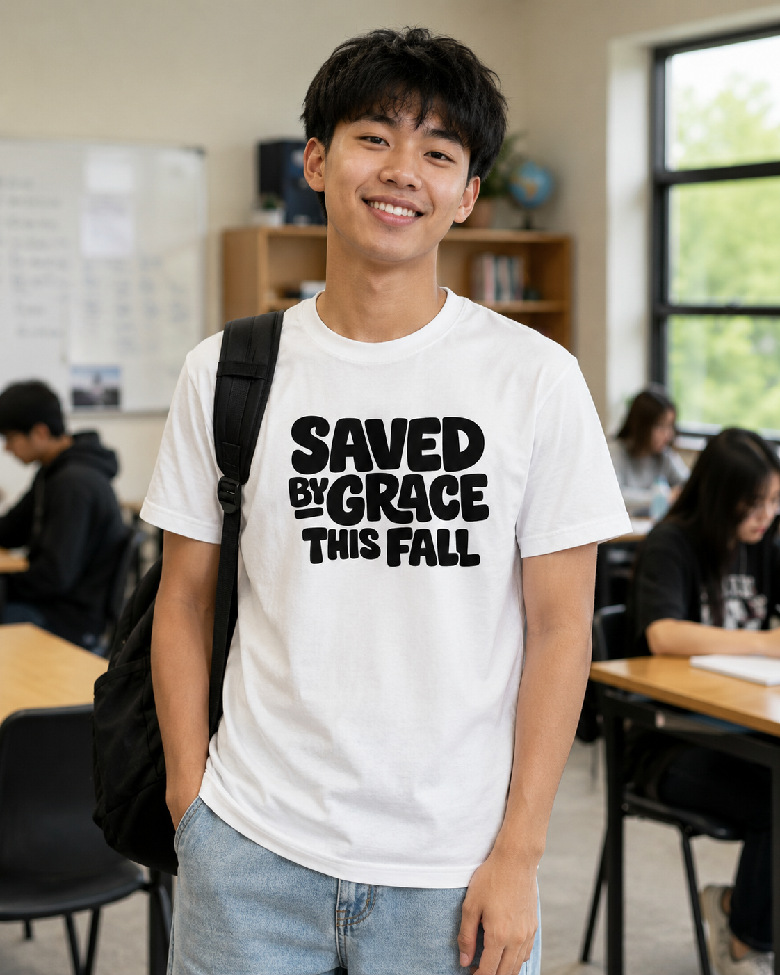 Saved By Grace T‑Shirt — "Saved by Grace This Fall" Christian Faith Tee
