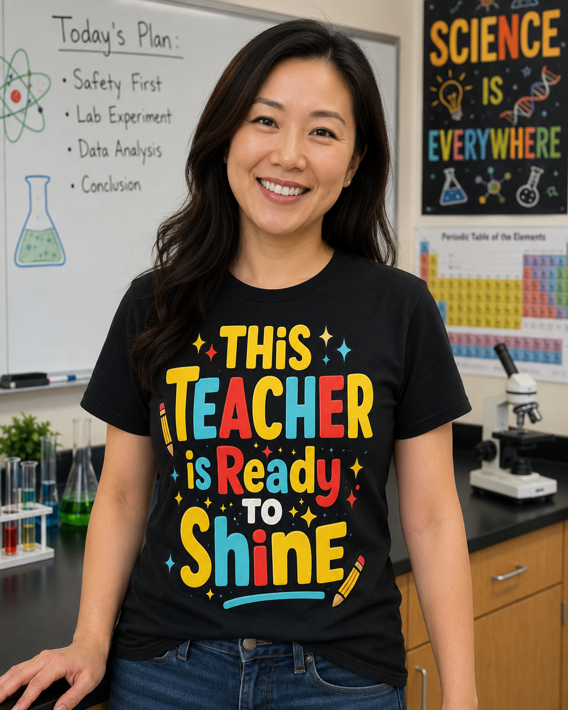 Teacher "This Teacher Is Ready to Shine" T-Shirt — Colorful Back-to-School Teacher Gift