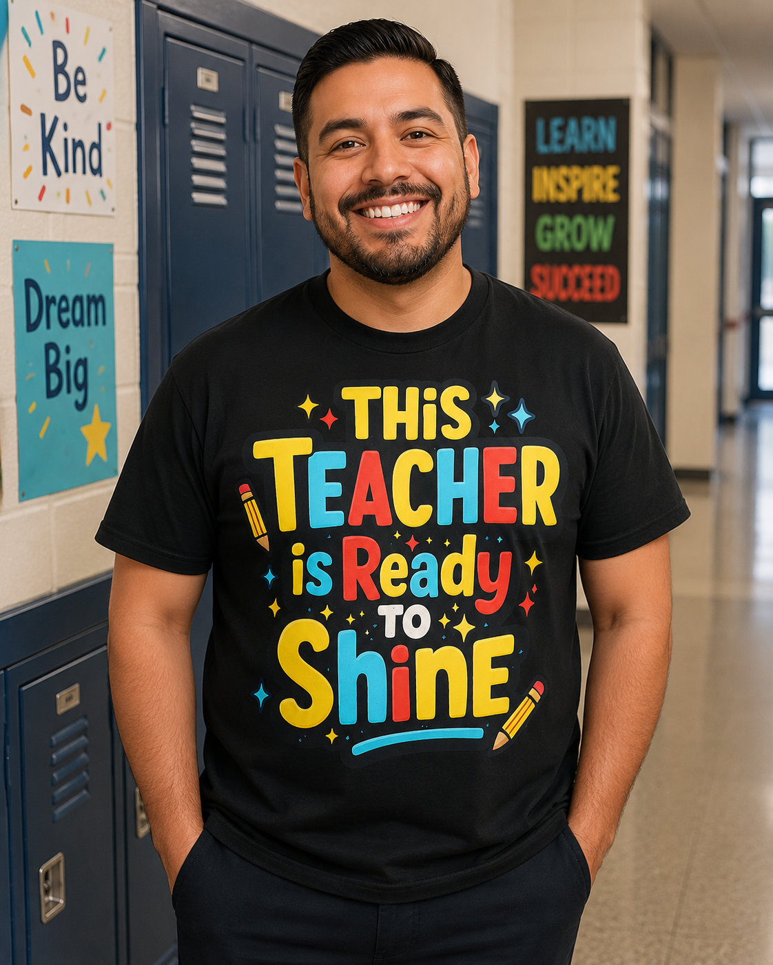 Teacher "This Teacher Is Ready to Shine" T-Shirt — Colorful Back-to-School Teacher Gift