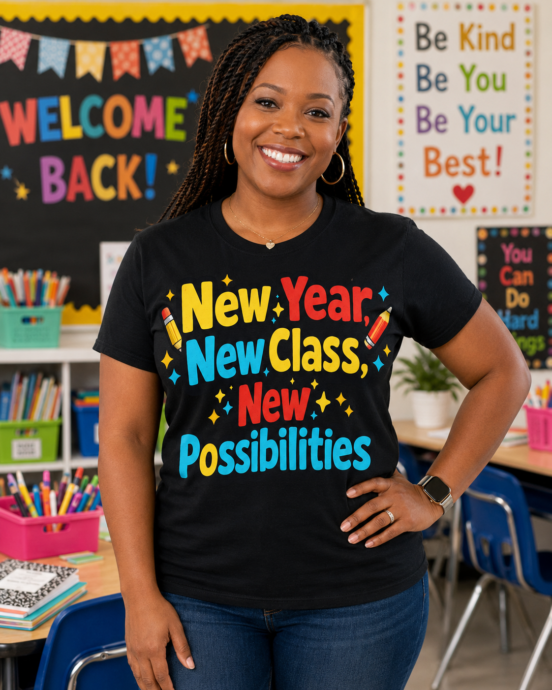 Teacher New Year T-Shirt — "New Year, New Class, New Possibilities"
