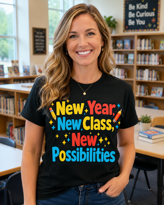 Teacher New Year T-Shirt — "New Year, New Class, New Possibilities"