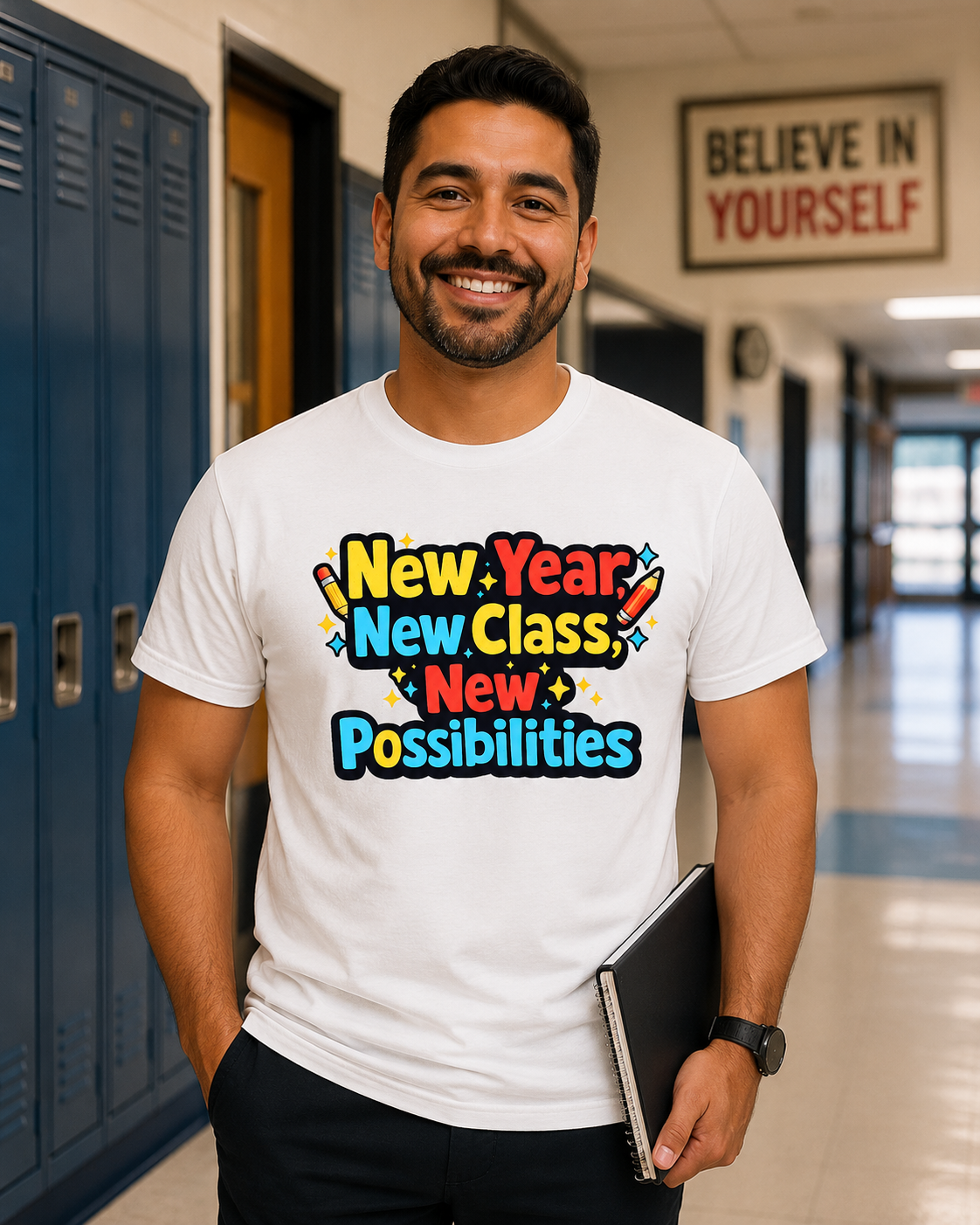 Teacher T-shirt New school year New Year, New Class, New Possibilities T-Shirt