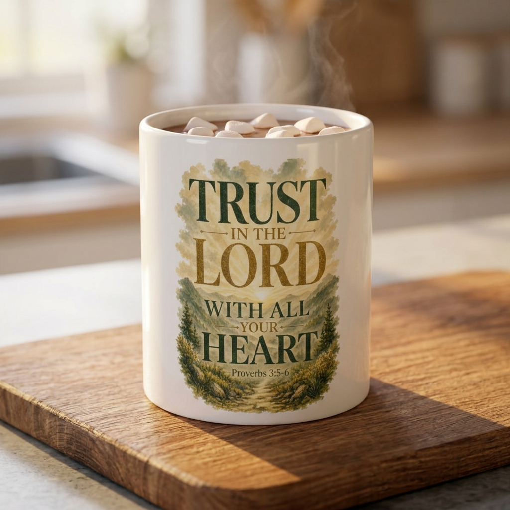 Ceramic Mug — "Trust in the Lord with All Your Heart" Faith Coffee Mug